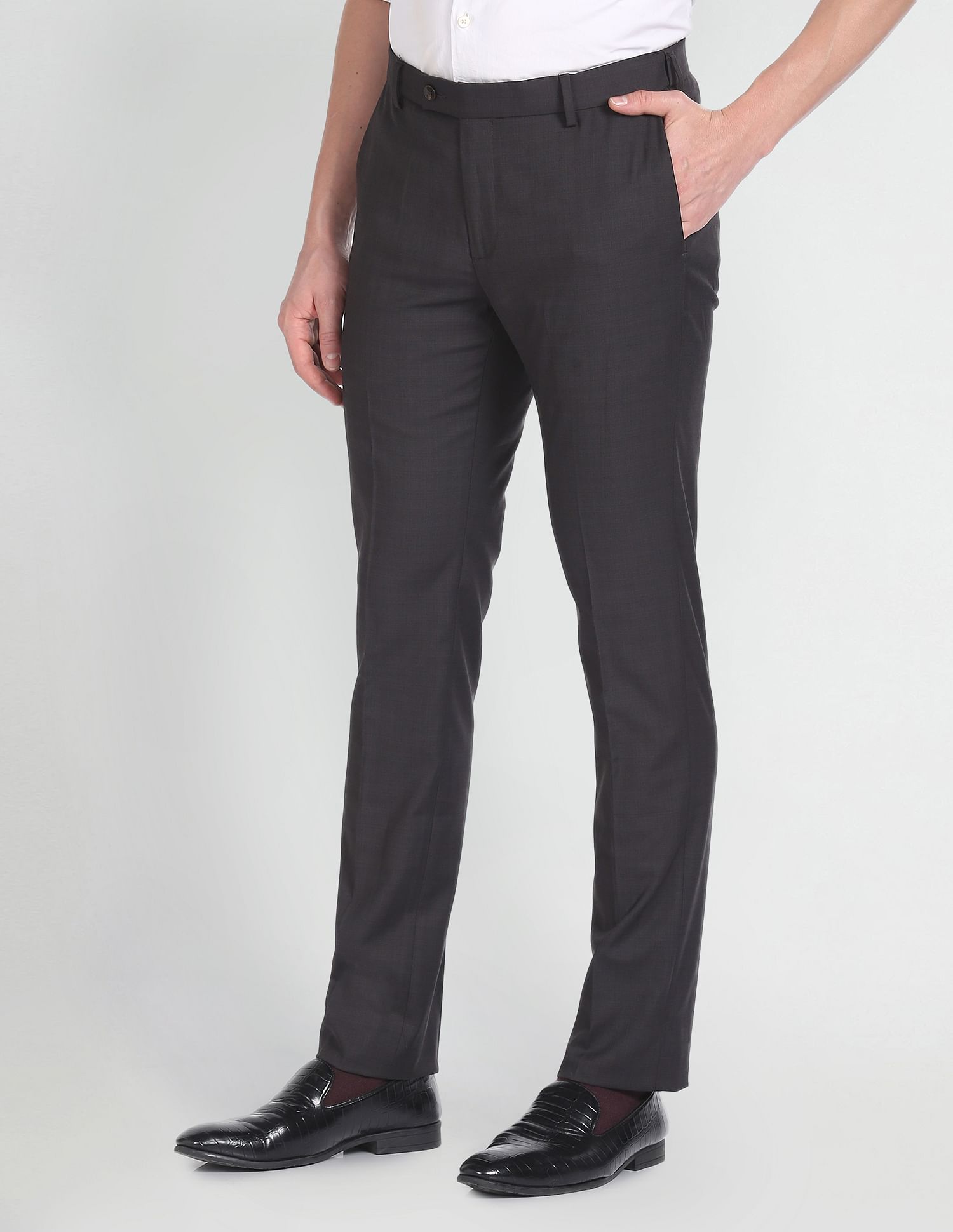Arrow Solid Dobby Formal Trousers