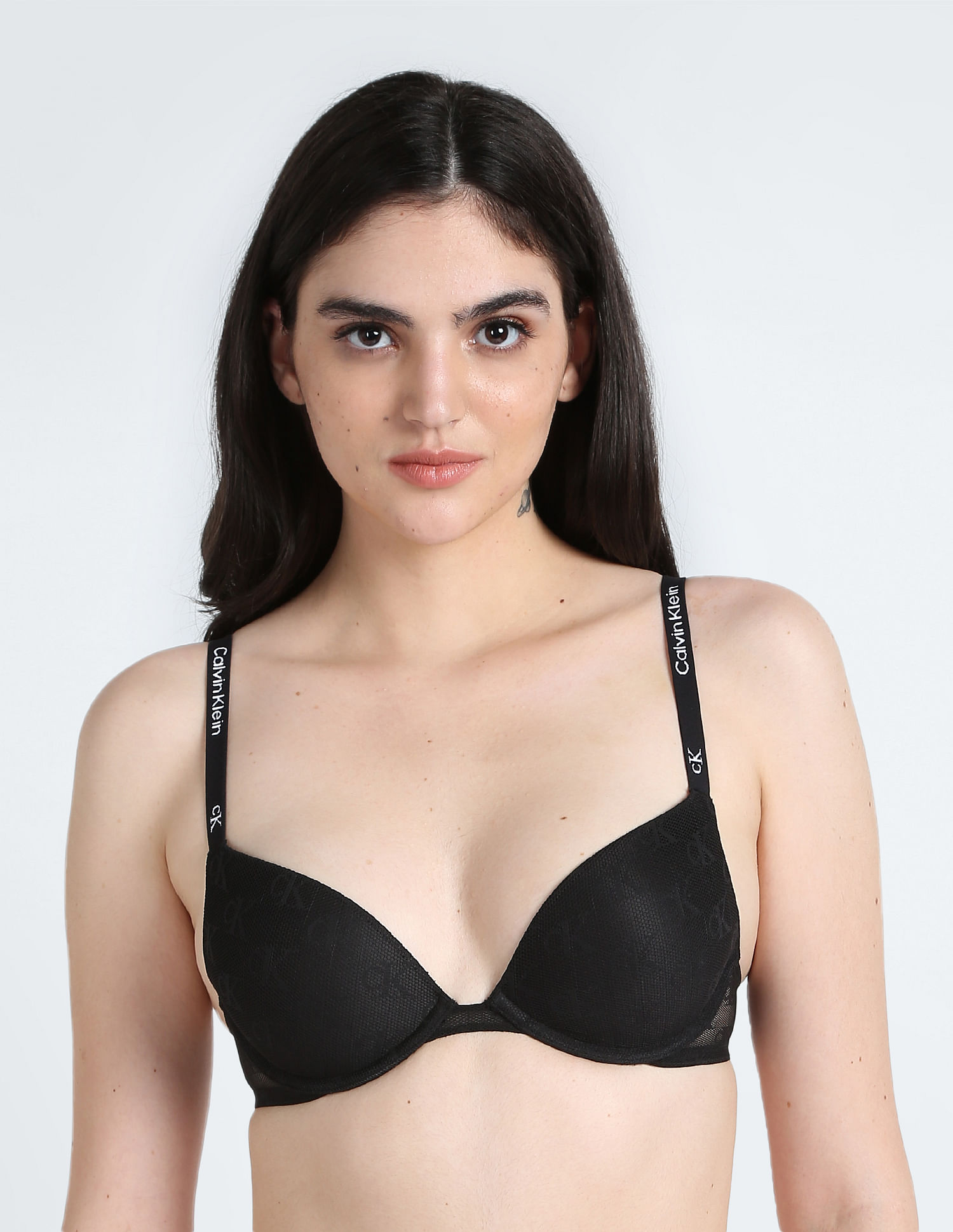 Buy Calvin Klein Women's Nylon Blend Wired Casual Push Up Bra  (QF7154AD7NS_Nude at