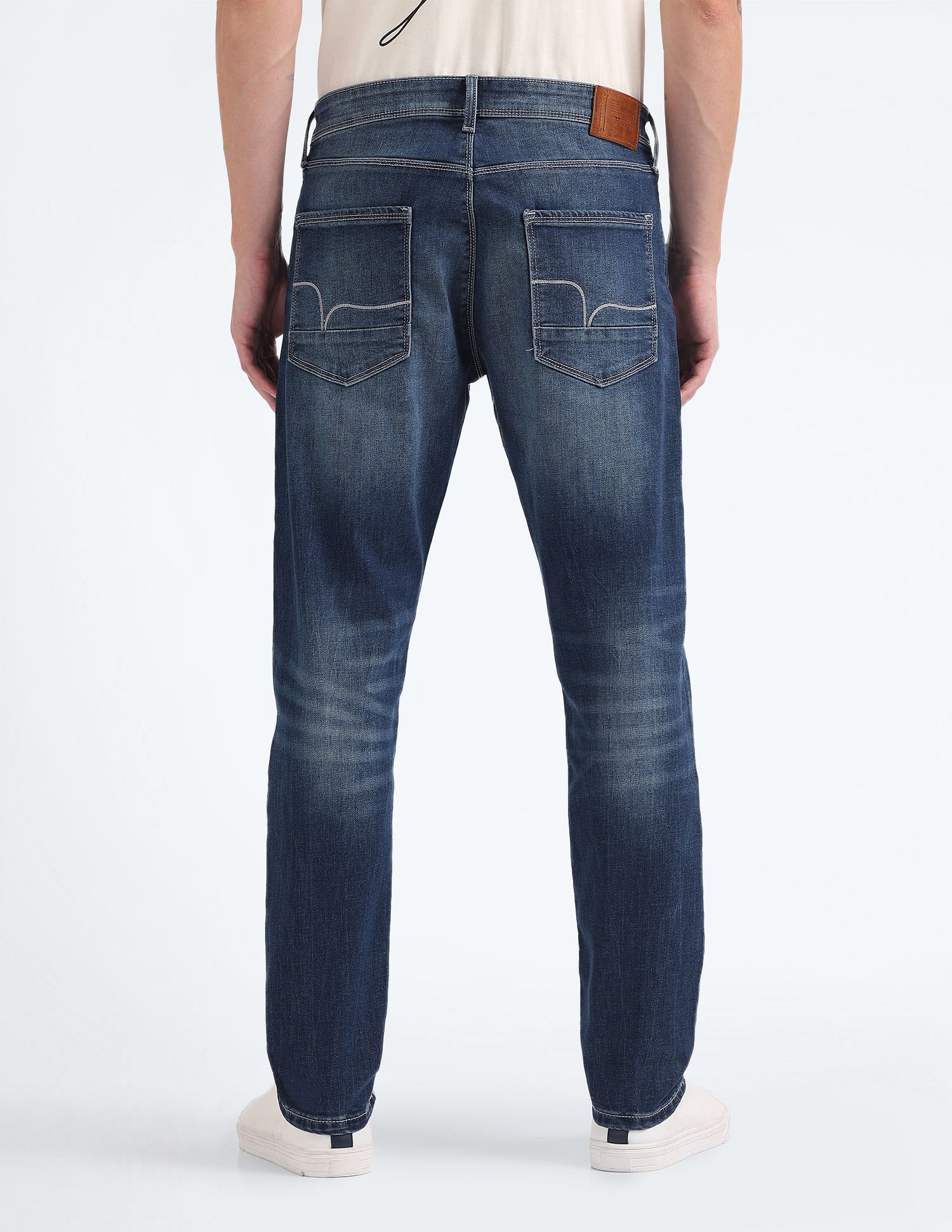Flying Machine Mid Rise Slash Slim Tapered Jeans