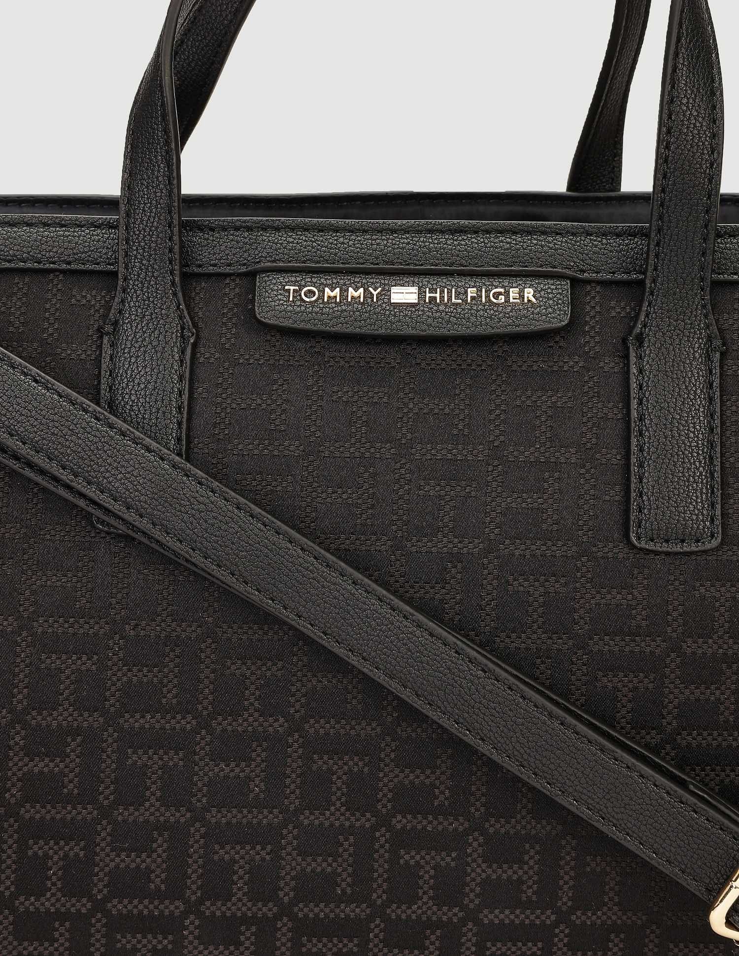 Tommy Hilfiger Printed Black Polyester Hand Bags