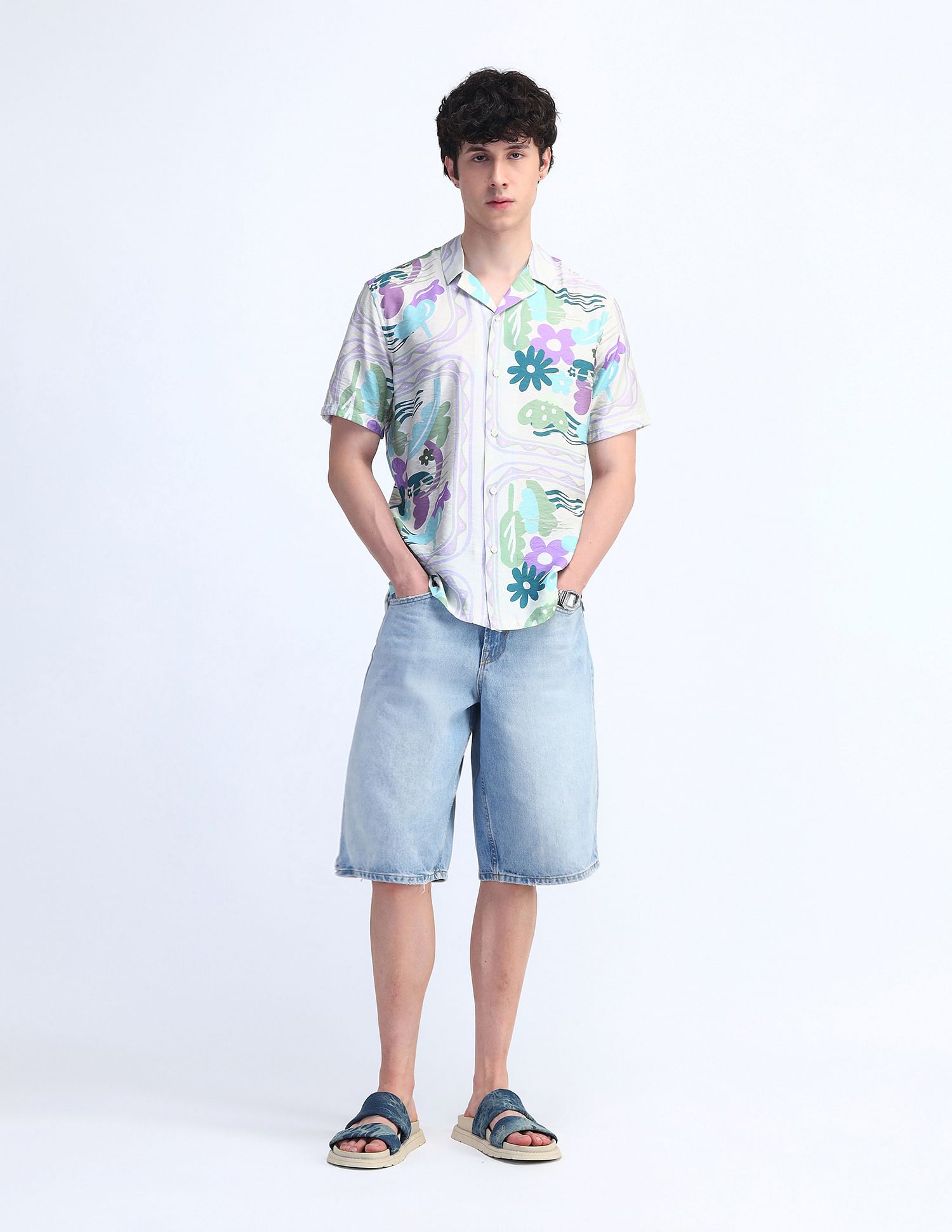 Flying Machine Kiddult Floral Pattern Shirt