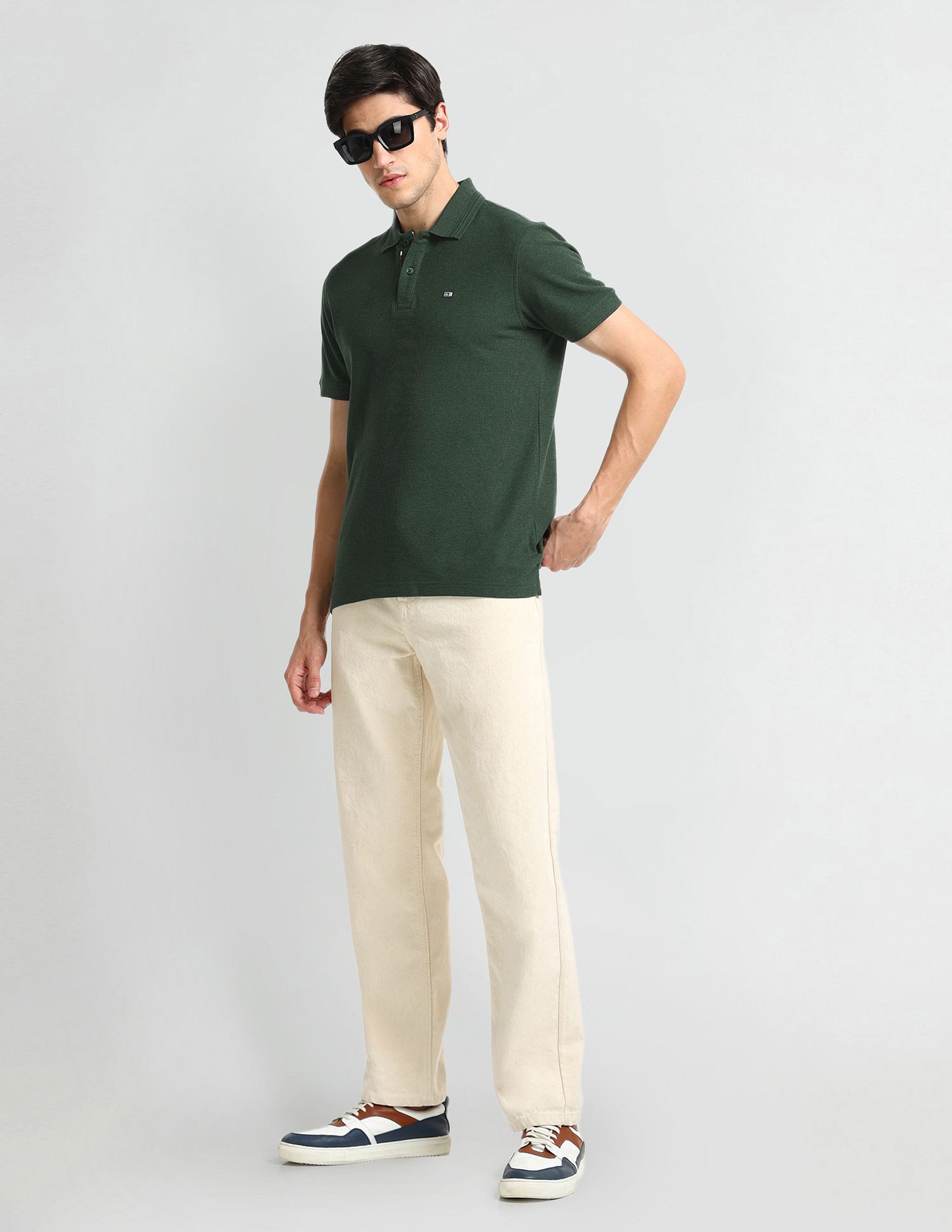 Arrow Sports Pure Cotton Heathered Polo Shirt