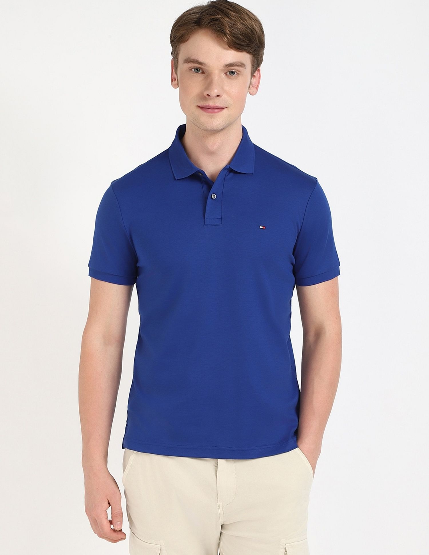Tommy Hilfiger Solid Regular-Fit Cotton Polo Shirt