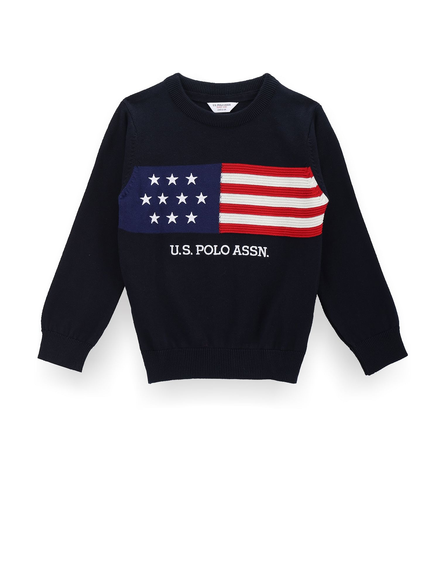 U.S. Polo Assn. Kids Boys Flag Pattern Sweater