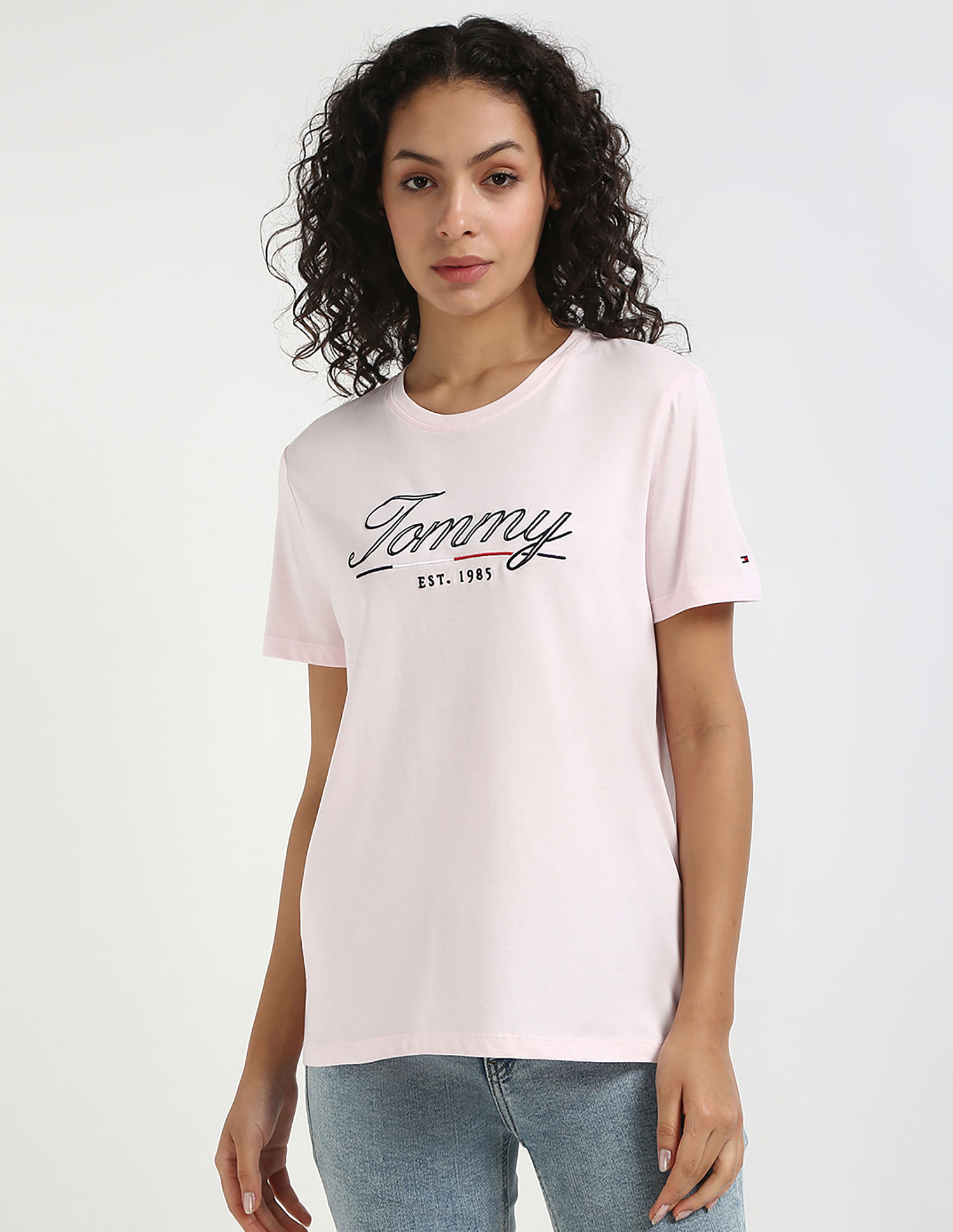 Tommy Hilfiger Pink Women's T-shirt for Gentle Look