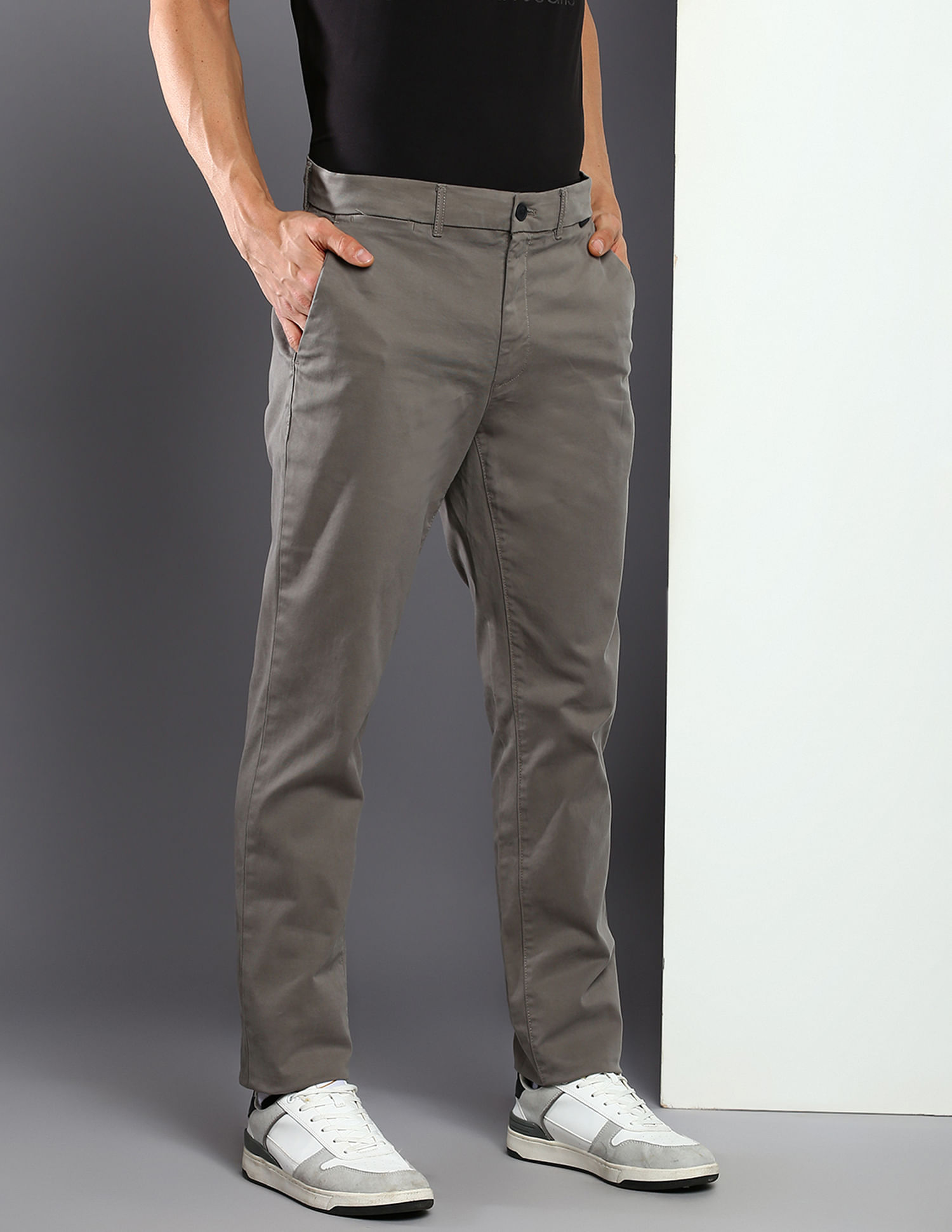 Buy Calvin Klein Organic Cotton Slim Fit Casual Trousers 