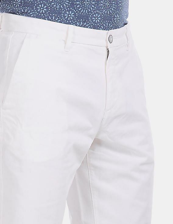U.S. Polo Assn. White Solid Cotton Stretch Shorts