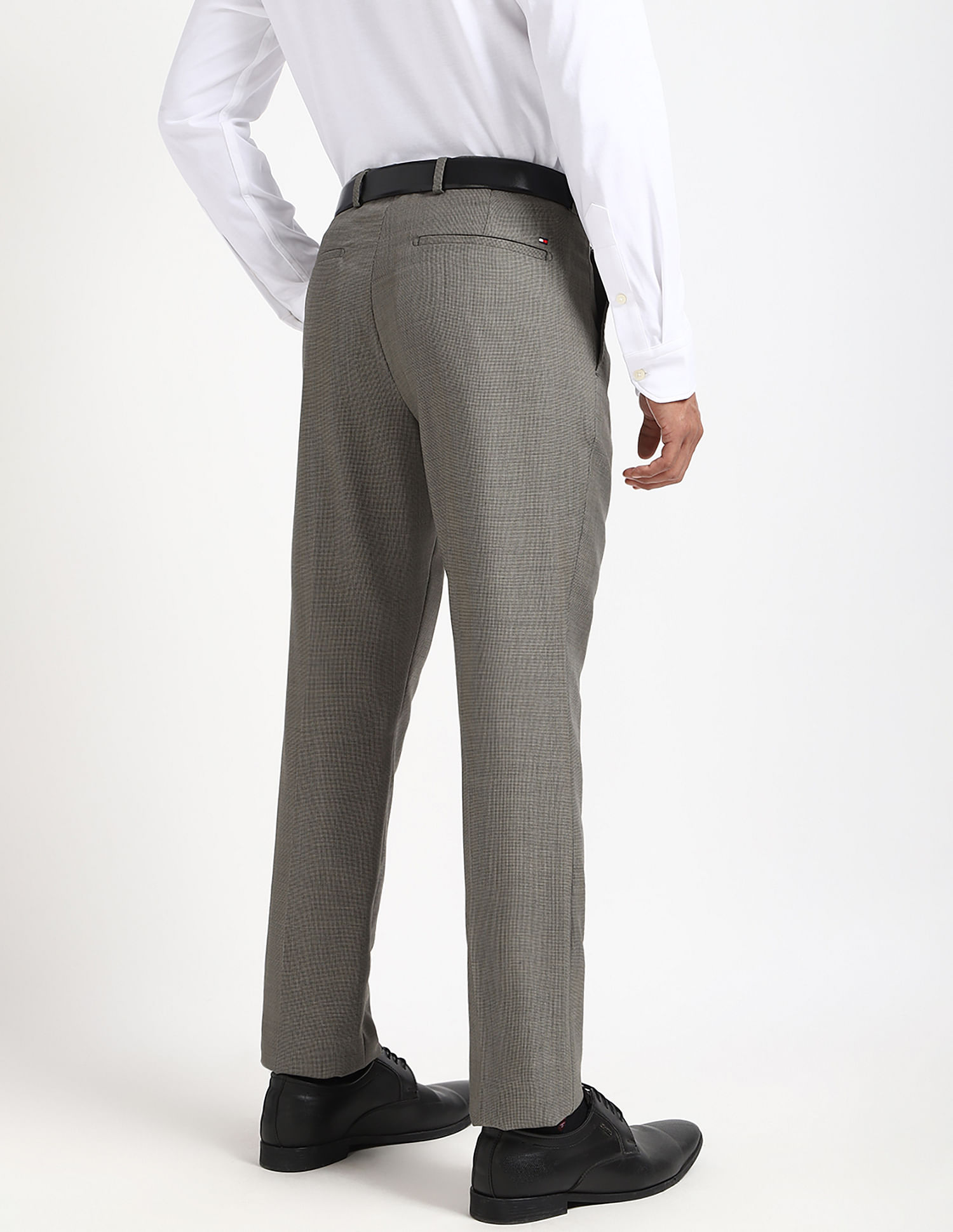 Tommy Hilfiger Regular-Fit Self-Design Mid-Rise Trouser