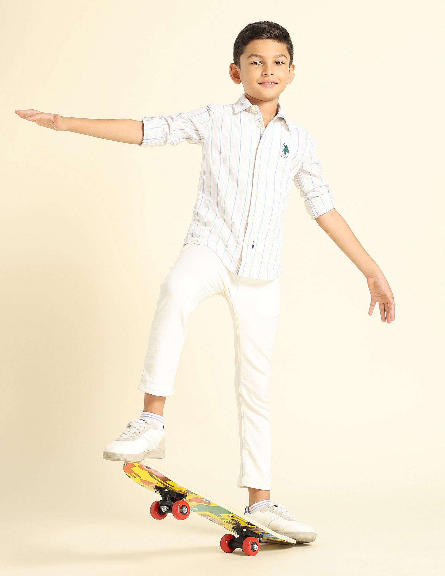 U.S. Polo Assn. Kids Boys Vertical Striped Regular Fit Shirt