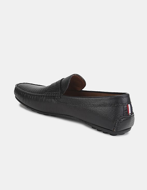 U.S. Polo Assn. Men Black Penny Strap Textured Zade Loafers