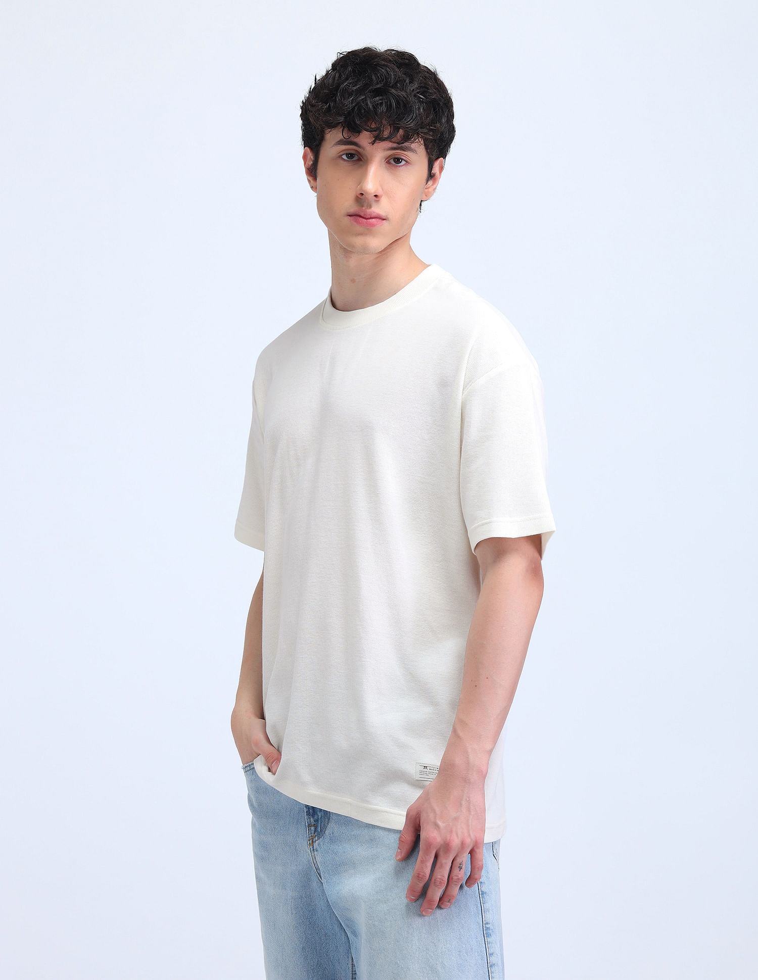 Flying Machine Textured Printed Cotton T-Shirt
