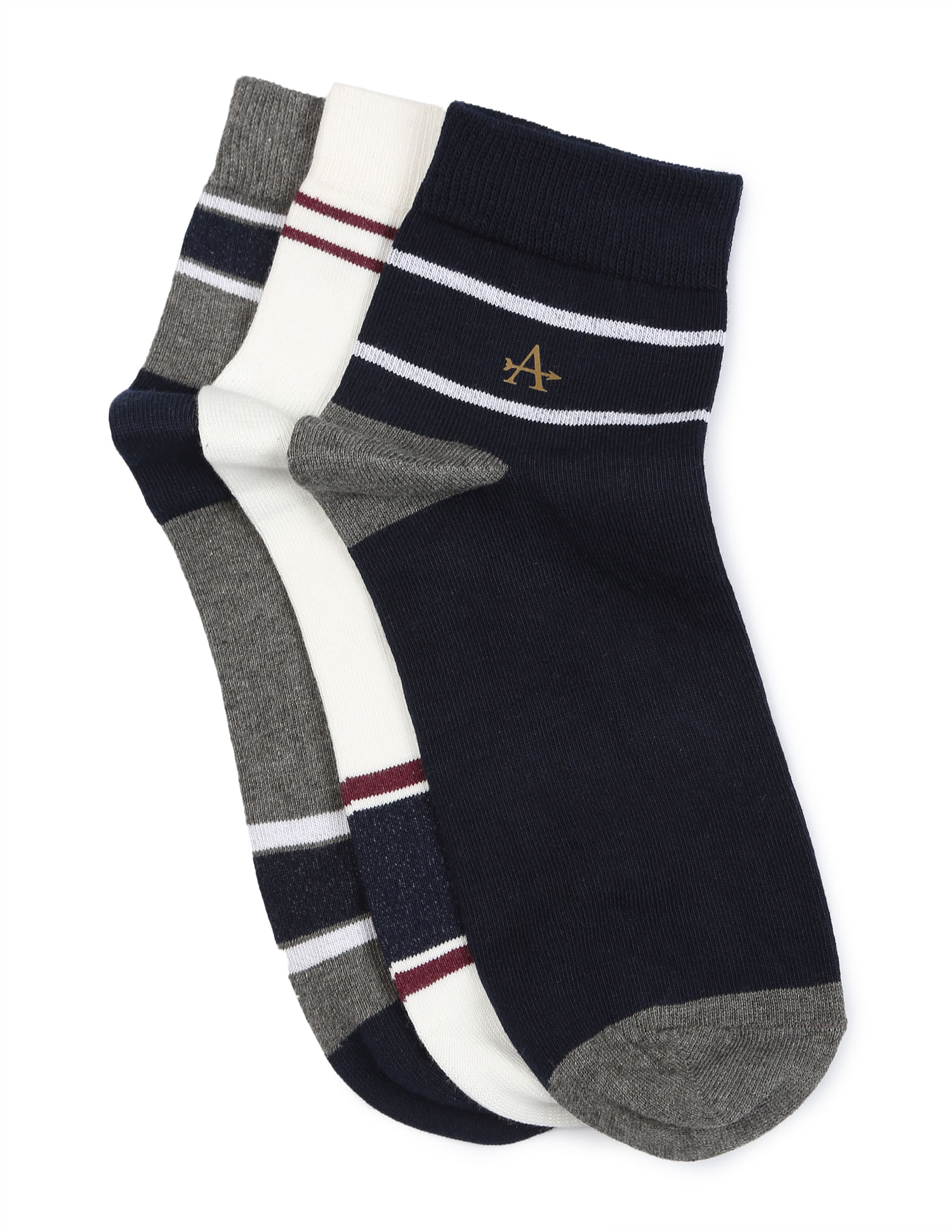 Buy Arrow Horizontal Stripe Cotton Socks - Pack Of 2 - NNNOW.com