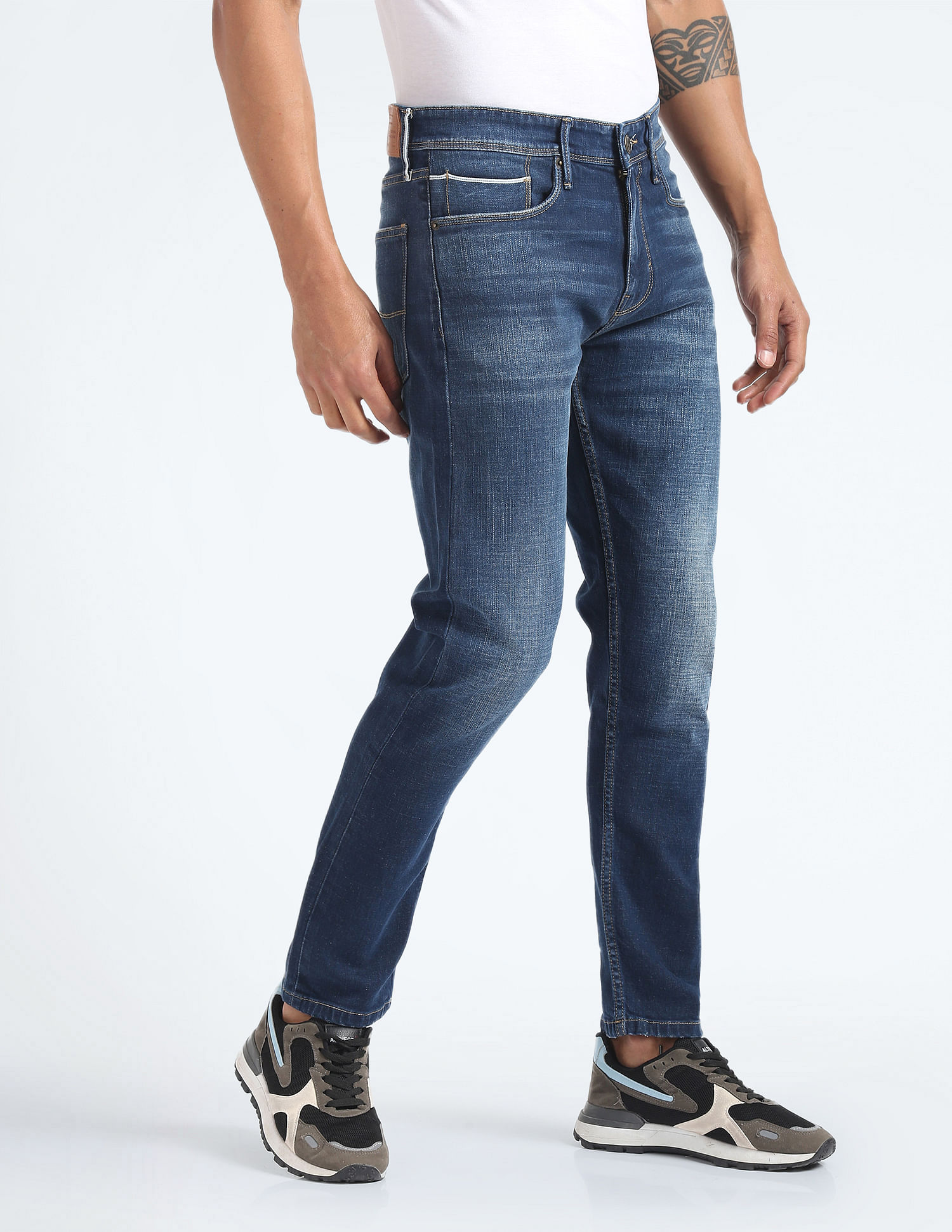 Flying Machine Slash Slim Tapered Fit Whiskered Jeans