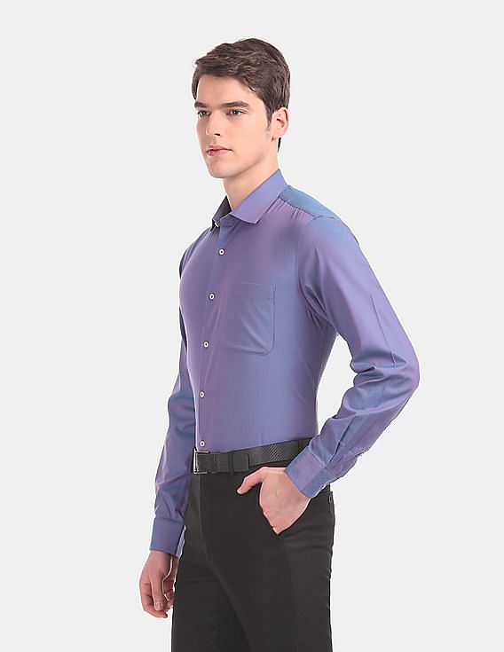 AD by Arvind Tailored Regular Fit Two Tone Partywear Shirt