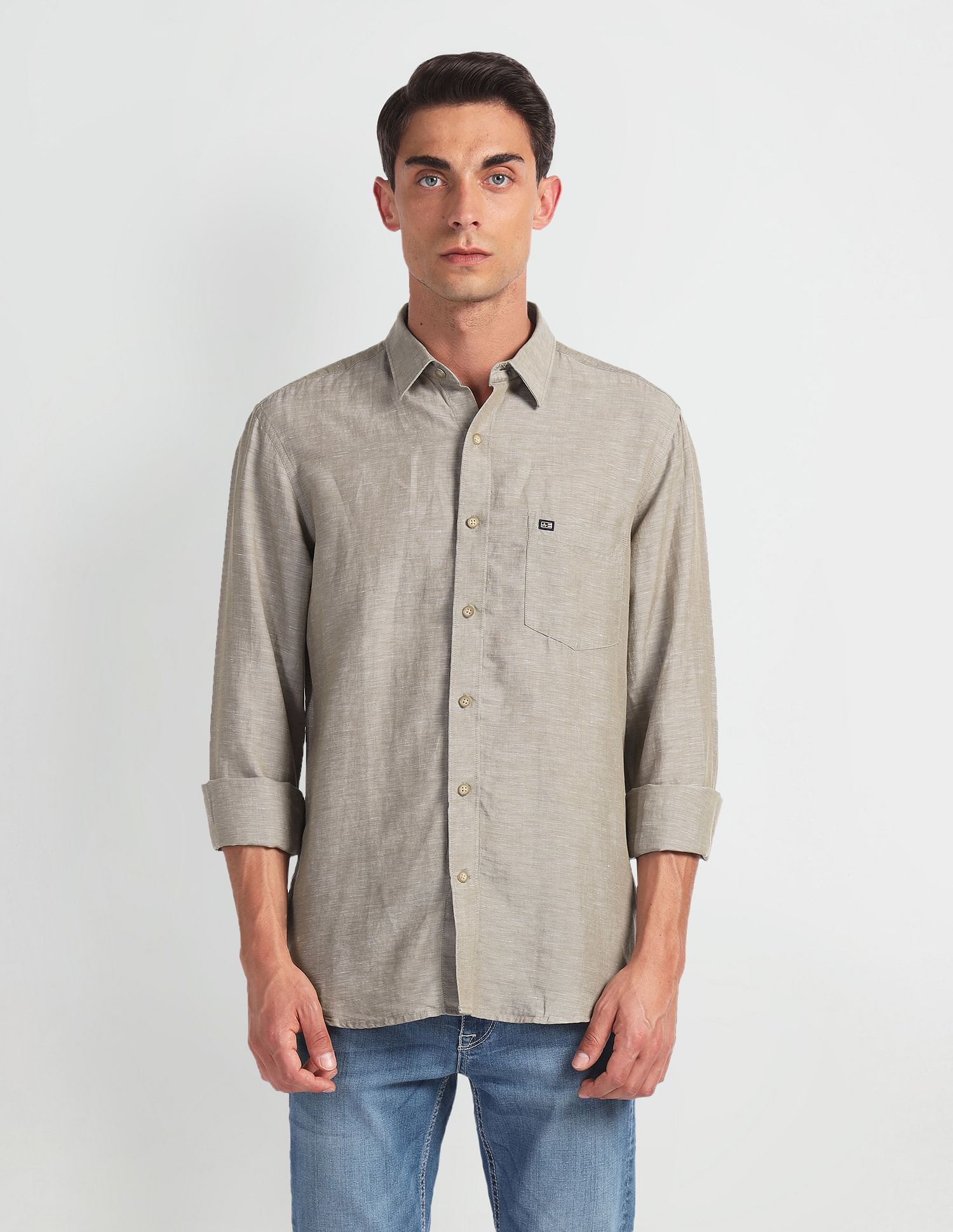 Arrow Sports Heathered Linen Shirt