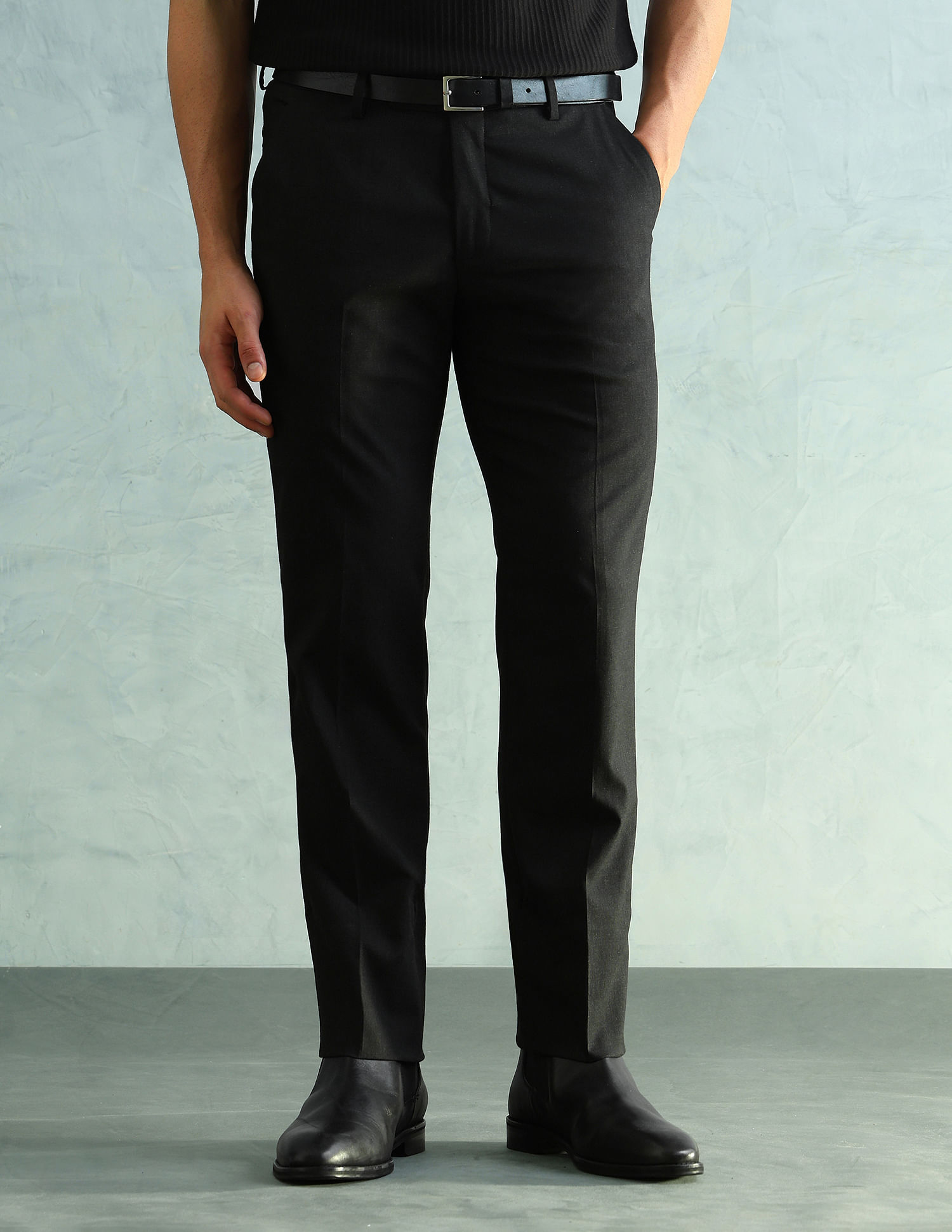 Arrow Solid Slim Fit Formal Trousers