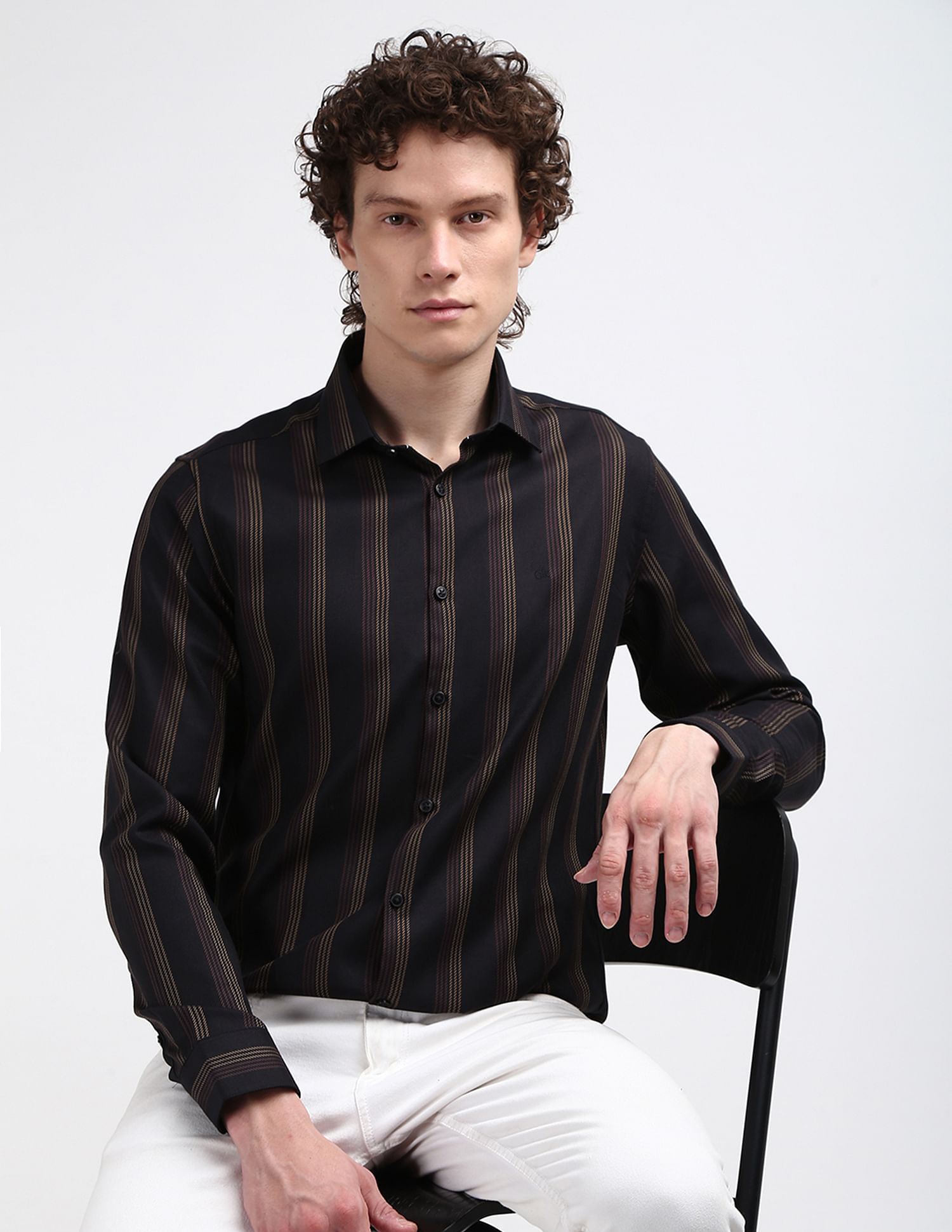 Calvin Klein Vertical Stripe Cotton  Shirt