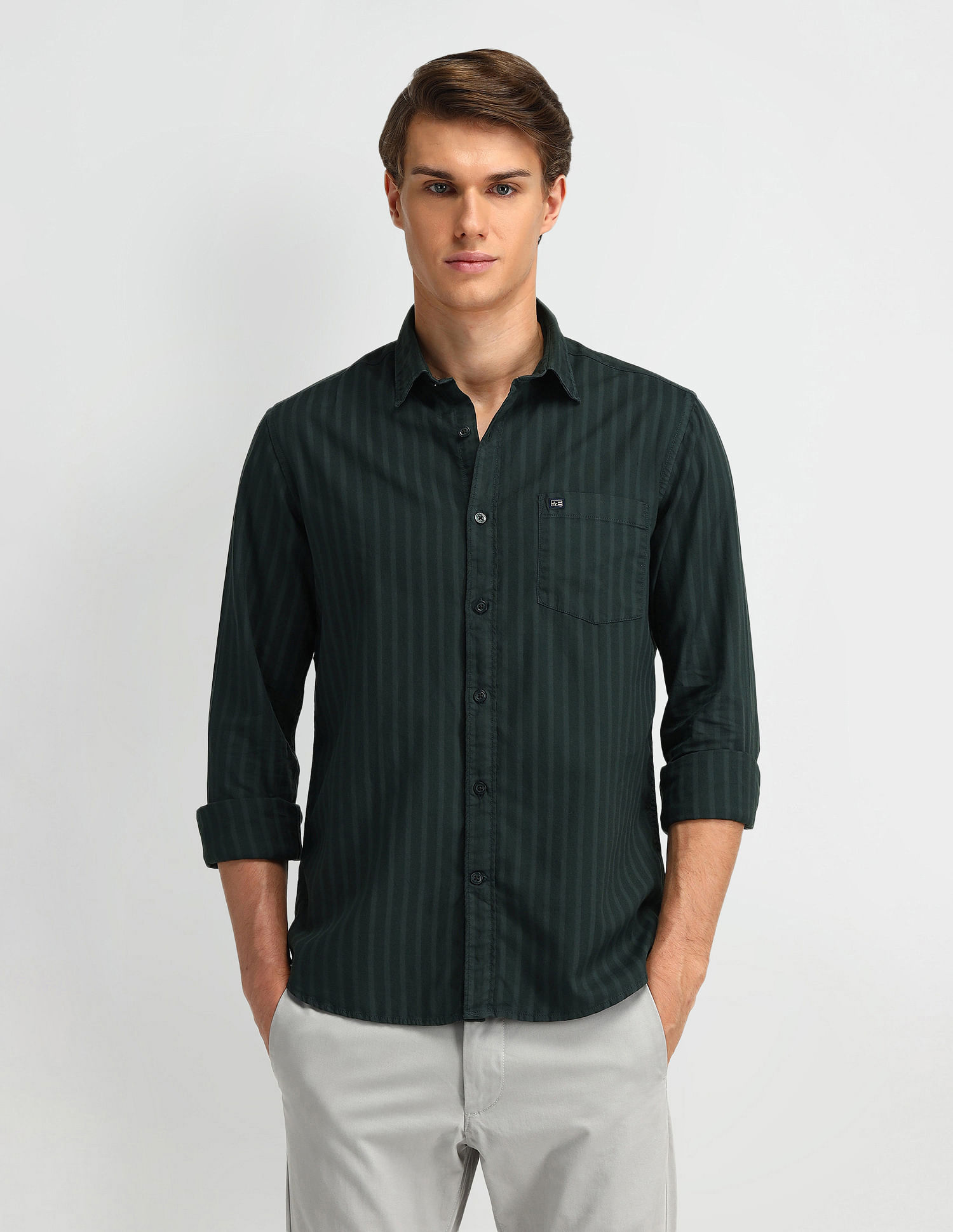 Arrow Sport Vertical Striped Cotton Shirt