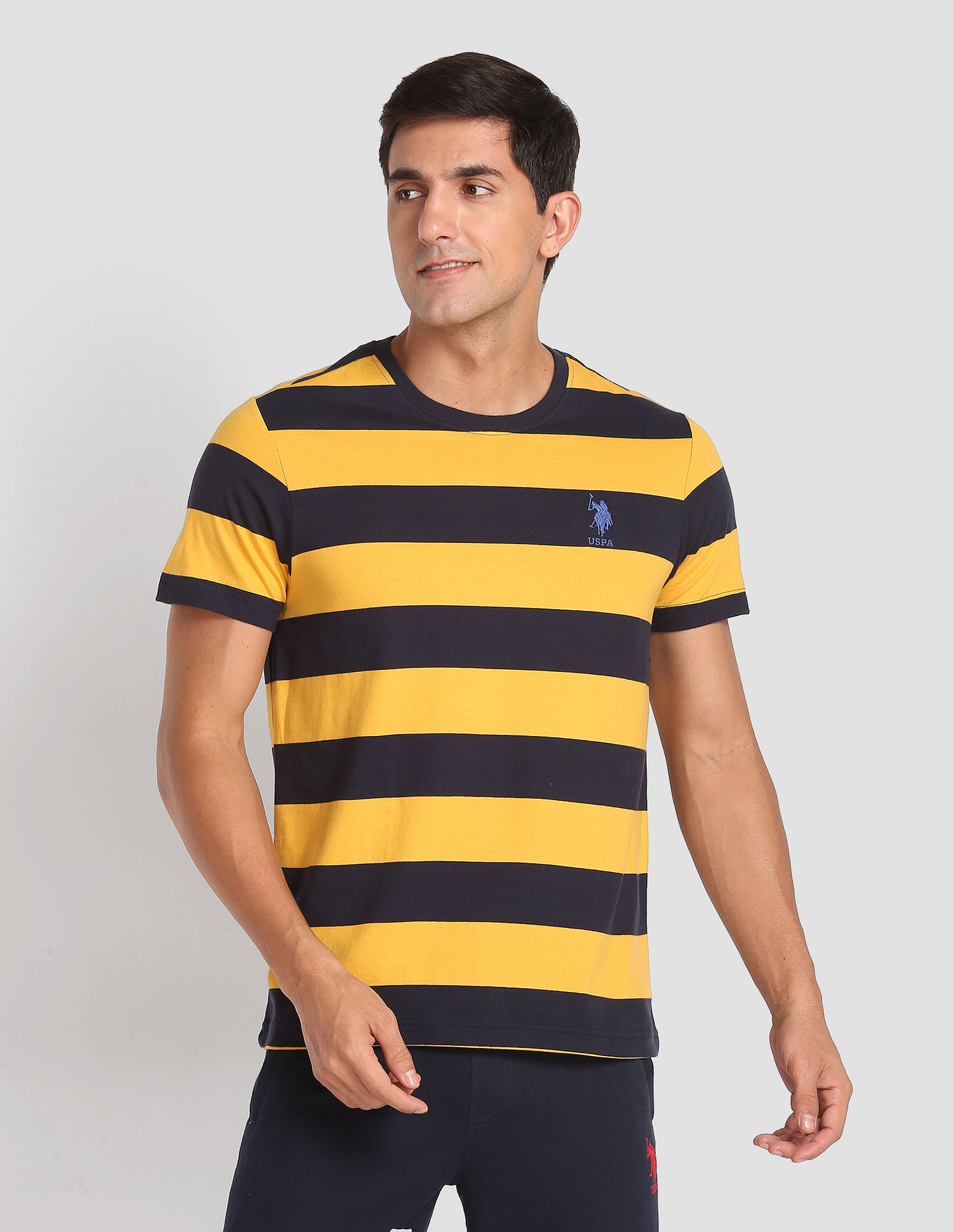Buy USPA Innerwear Crew Neck Striped I688 Lounge T-Shirt - Pack Of 1 -  NNNOW.com