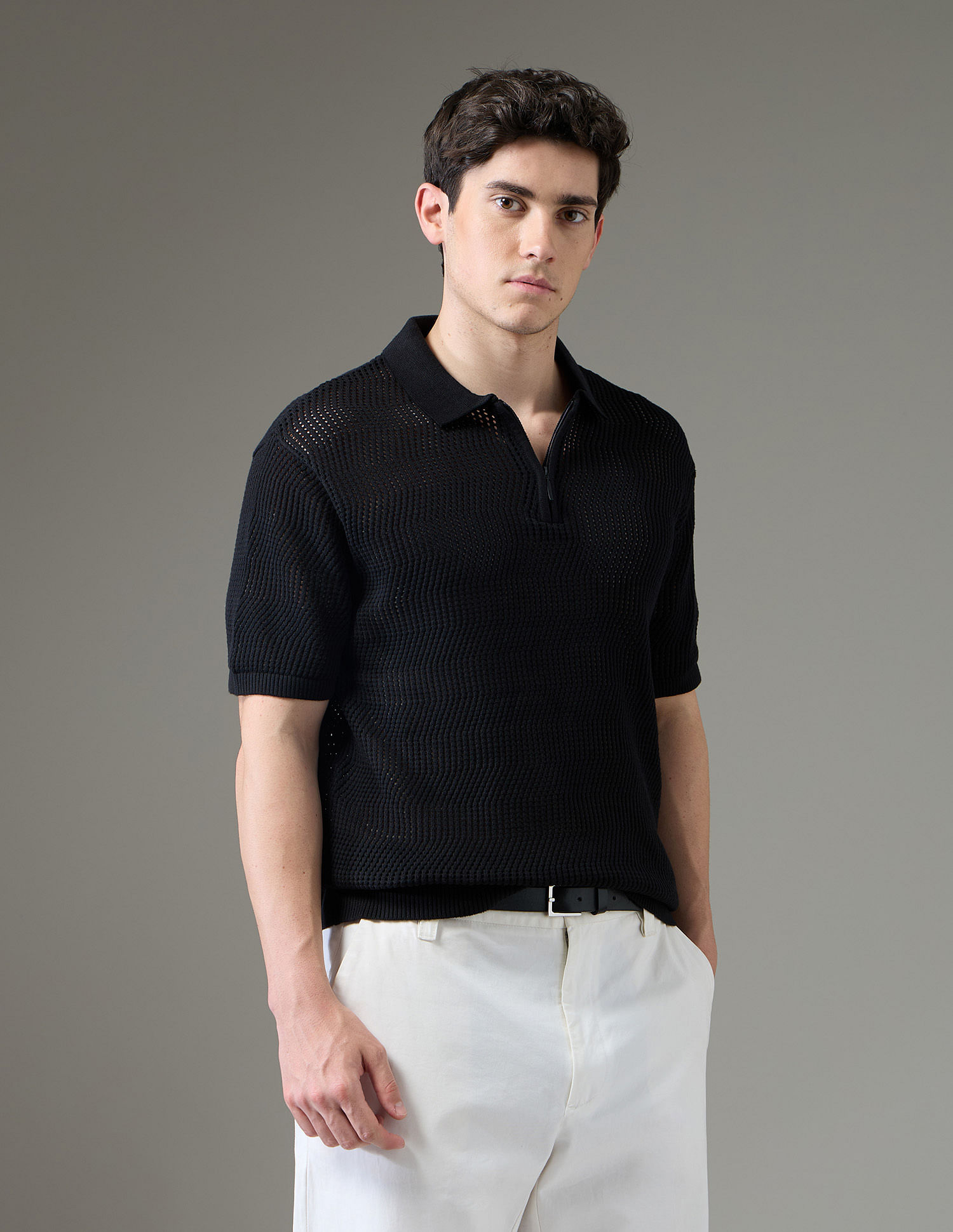 Arrow Newyork Textured Regular Fit Night Is Young Polo Shirt