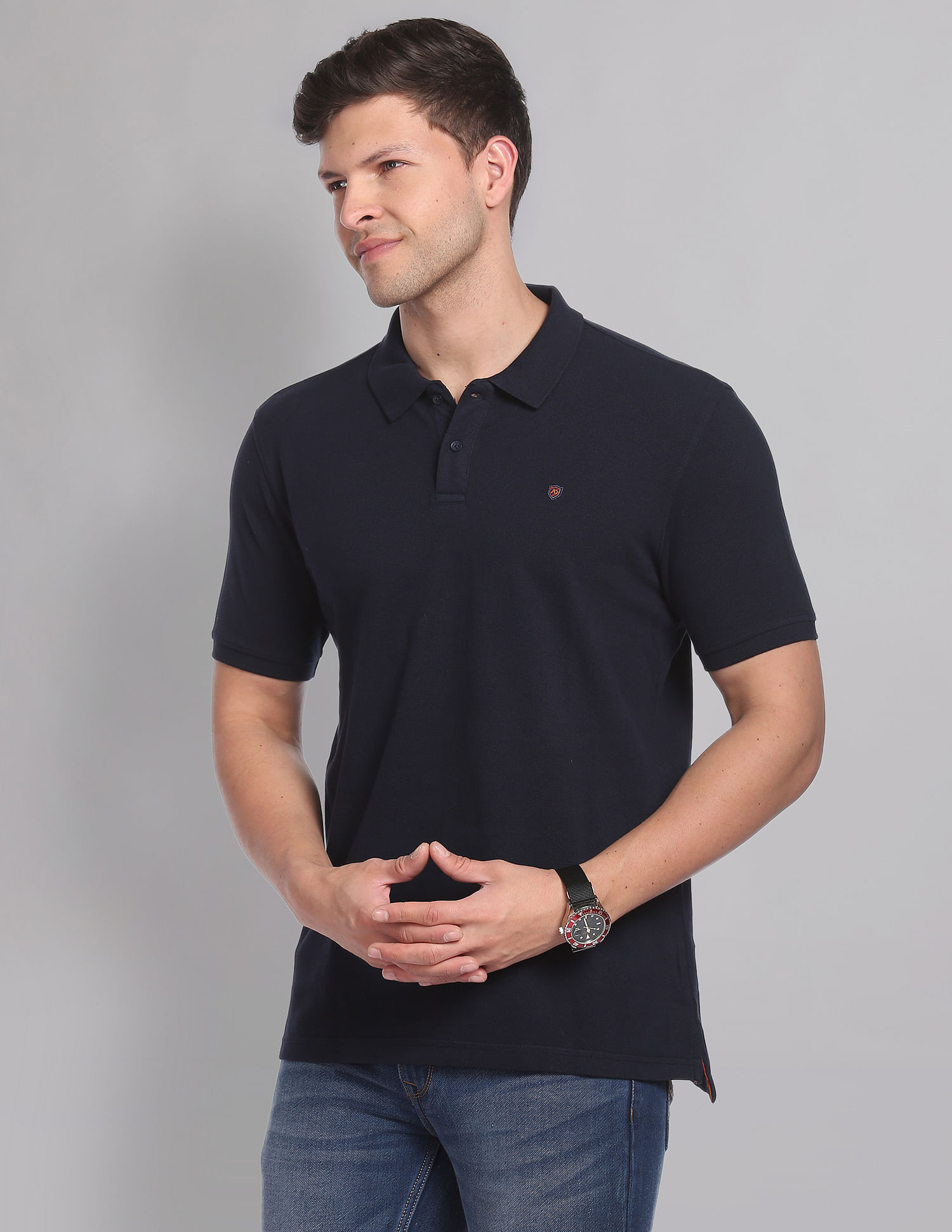 AD by Arvind Solid Polo Shirt