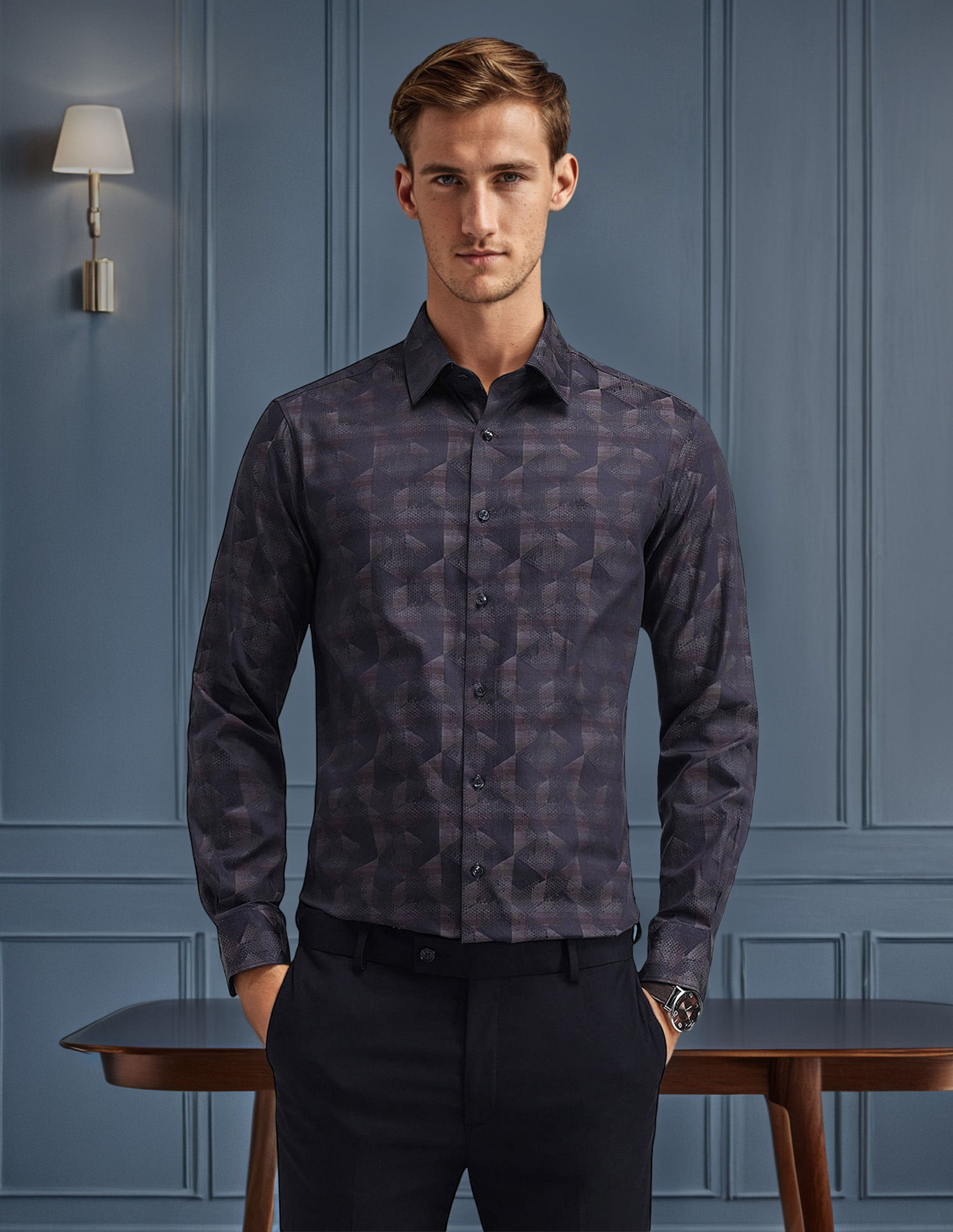 Arrow Manhattan Slim Fit All-over Print Shirt