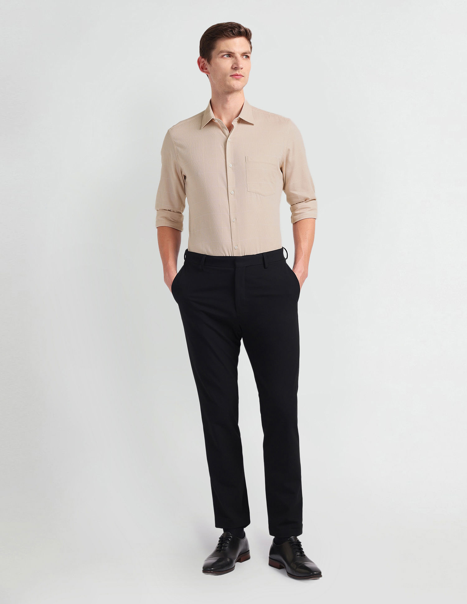 Arrow Cutaway Collar Windowpane Check Shirt