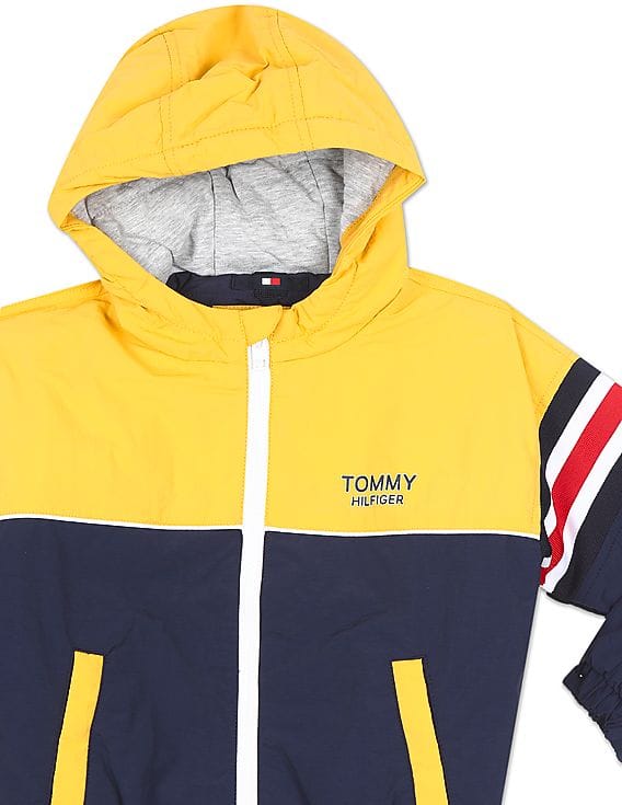 Nnnow Tommy Hilfiger Yacht Jacket Navy Hooded Jacket Yellow And