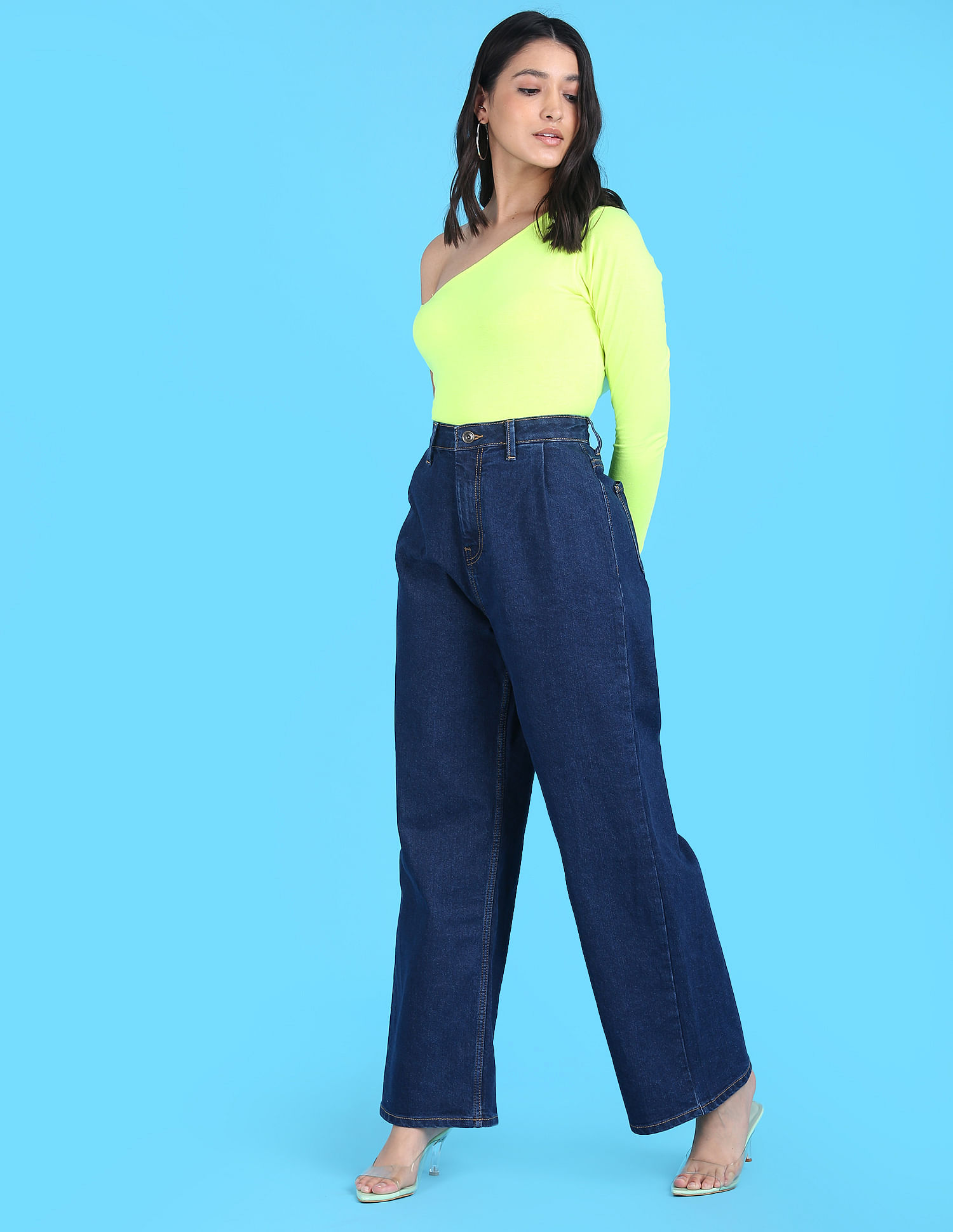Buy Popnetic Women Navy Blue Relaxed Loose Fit Solid Parallel Trousers   Trousers for Women 2286028  Myntra