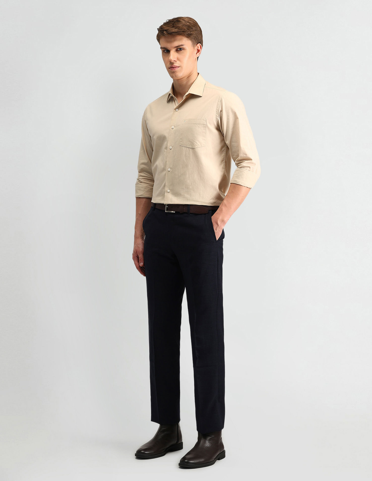 Arrow Slim Fit Solid Trousers