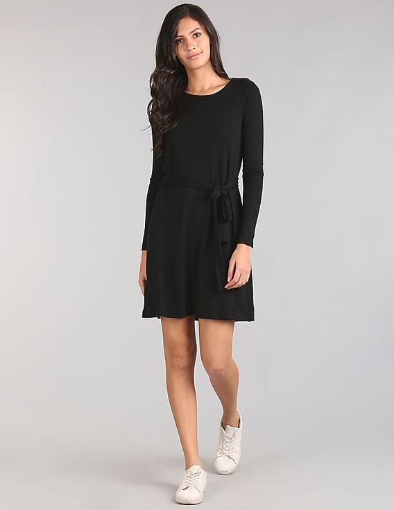 Buy GAP Women Black Softspun Knit Long Sleeve Swing Dress - NNNOW.com