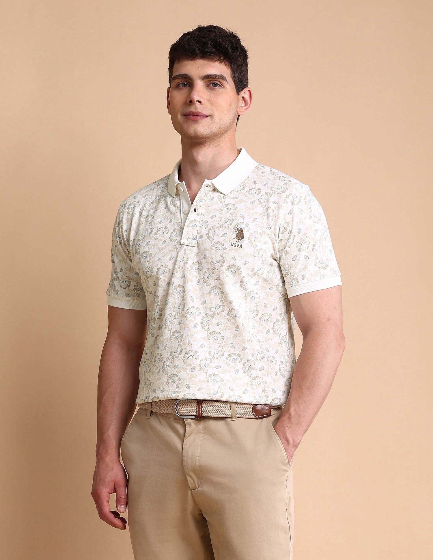 U.S. Polo Assn. Floral Printed Slim Fit Polo Shirt