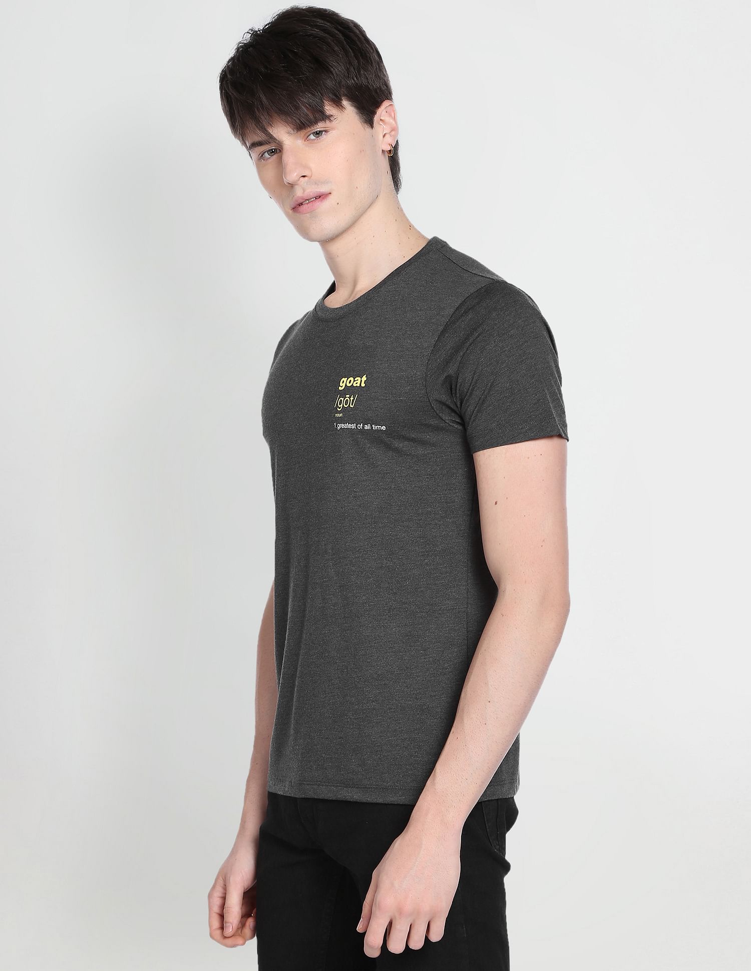 Flying Machine Cotton Solid T-Shirt