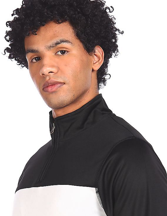 Flying Machine High Neck Colour Block Sweatshirt