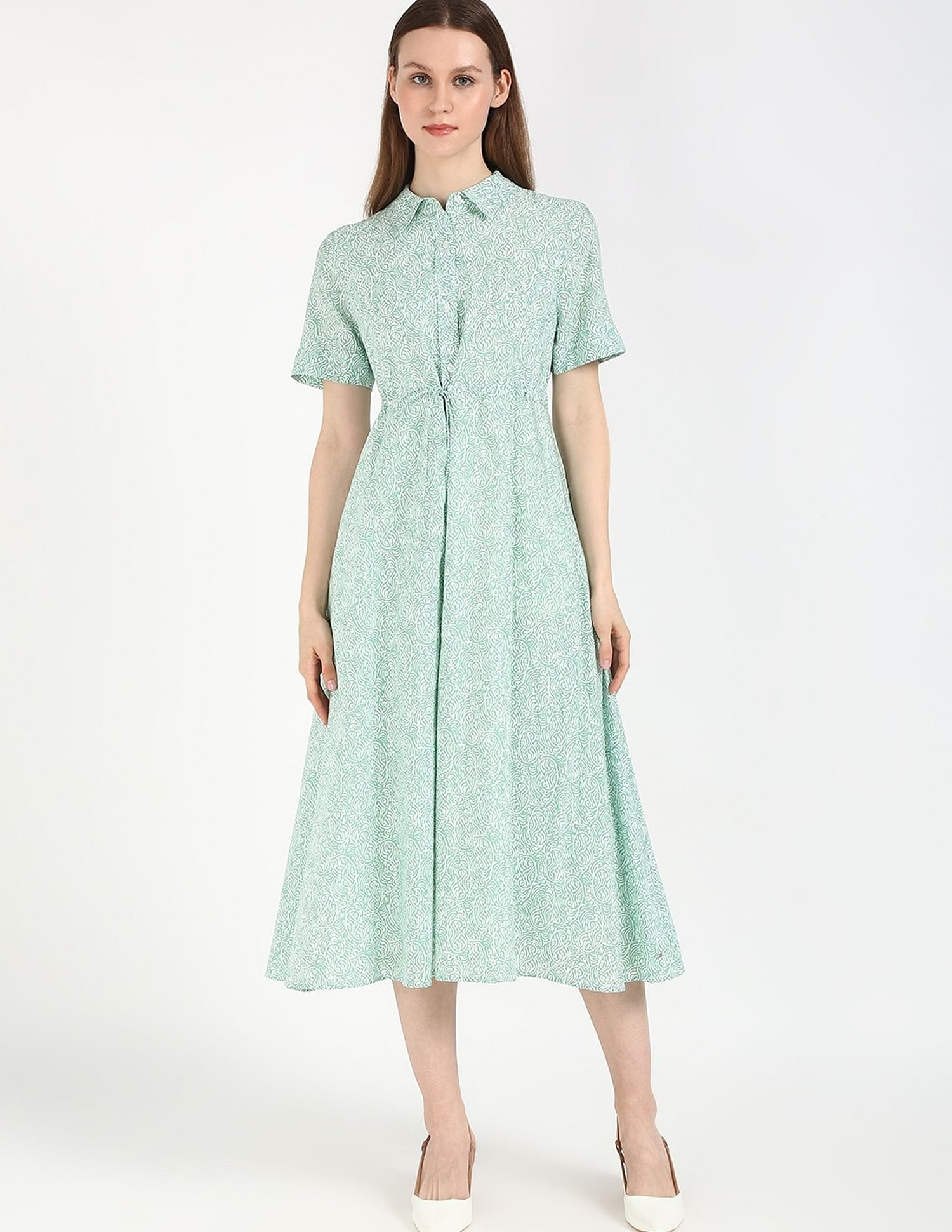 Tommy Hilfiger Cotton Spread Collar A-Line Dress