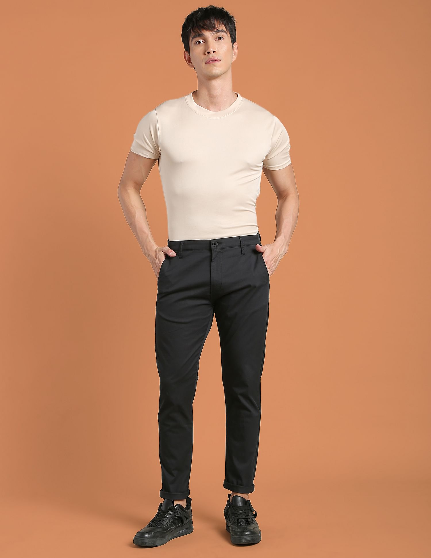 Flying Machine Mid Rise Solid F-Lite Trousers