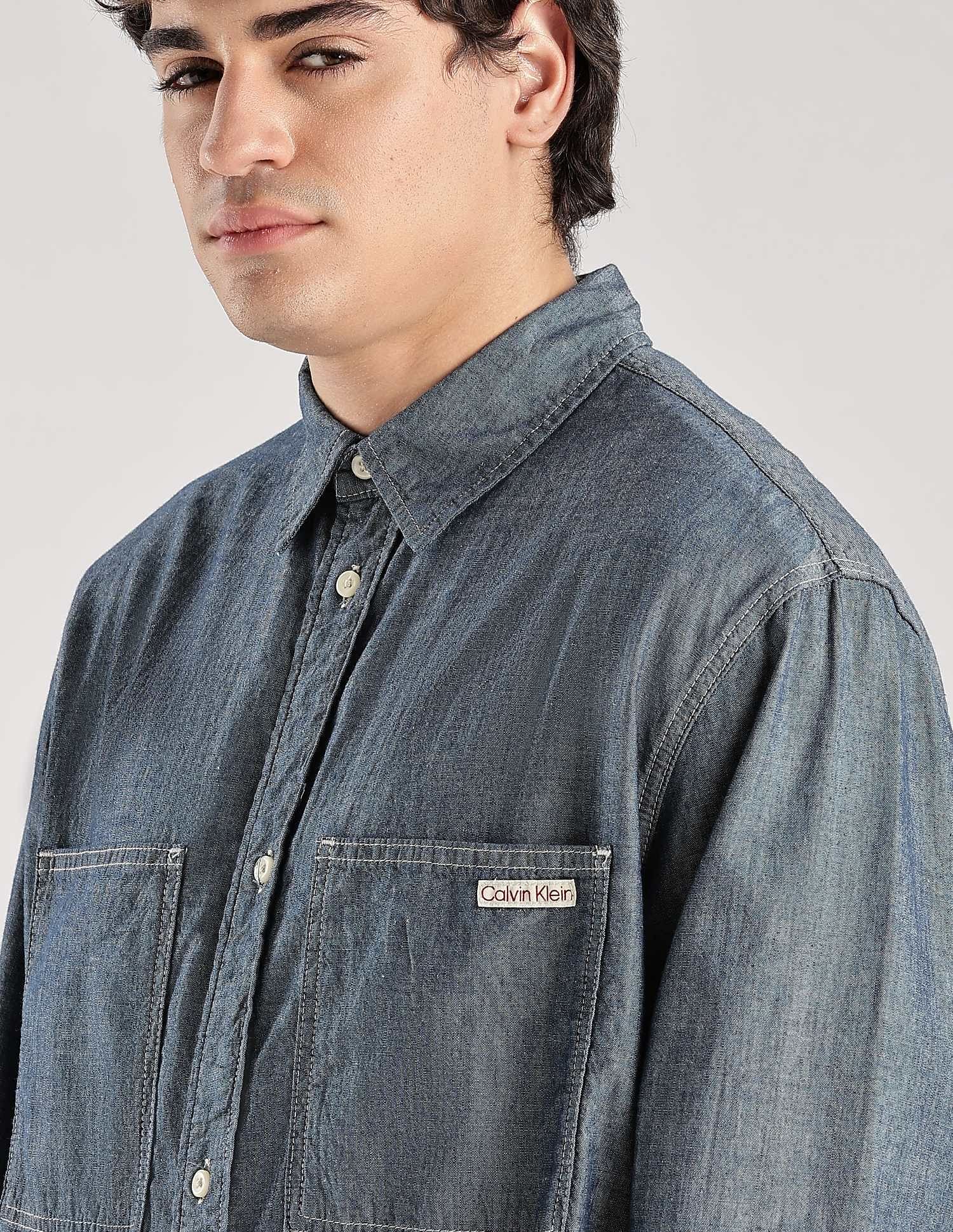 Calvin Klein Jeans Solid Relaxed-Fit Denim Woven Shirt