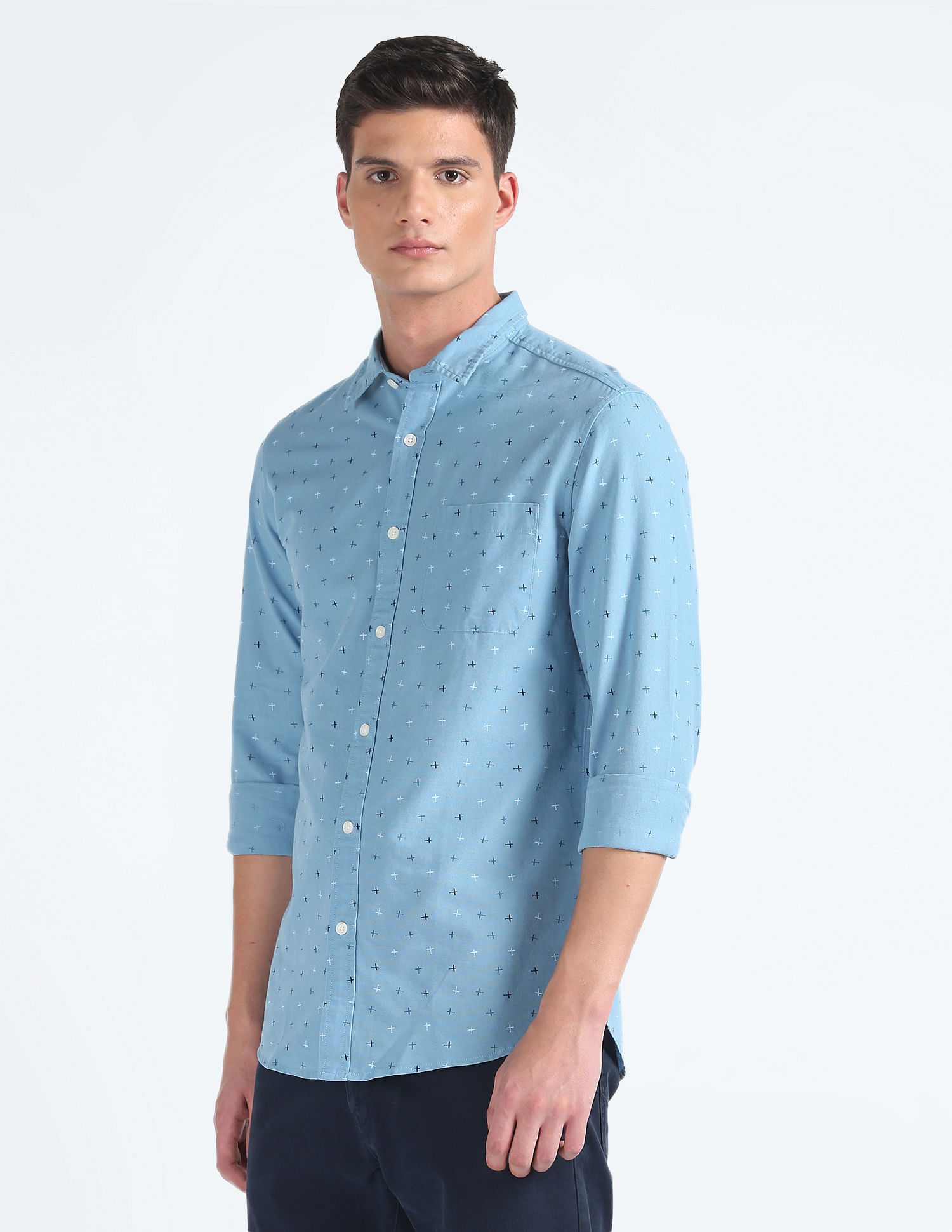 Flying Machine Dobby Cotton Shirt