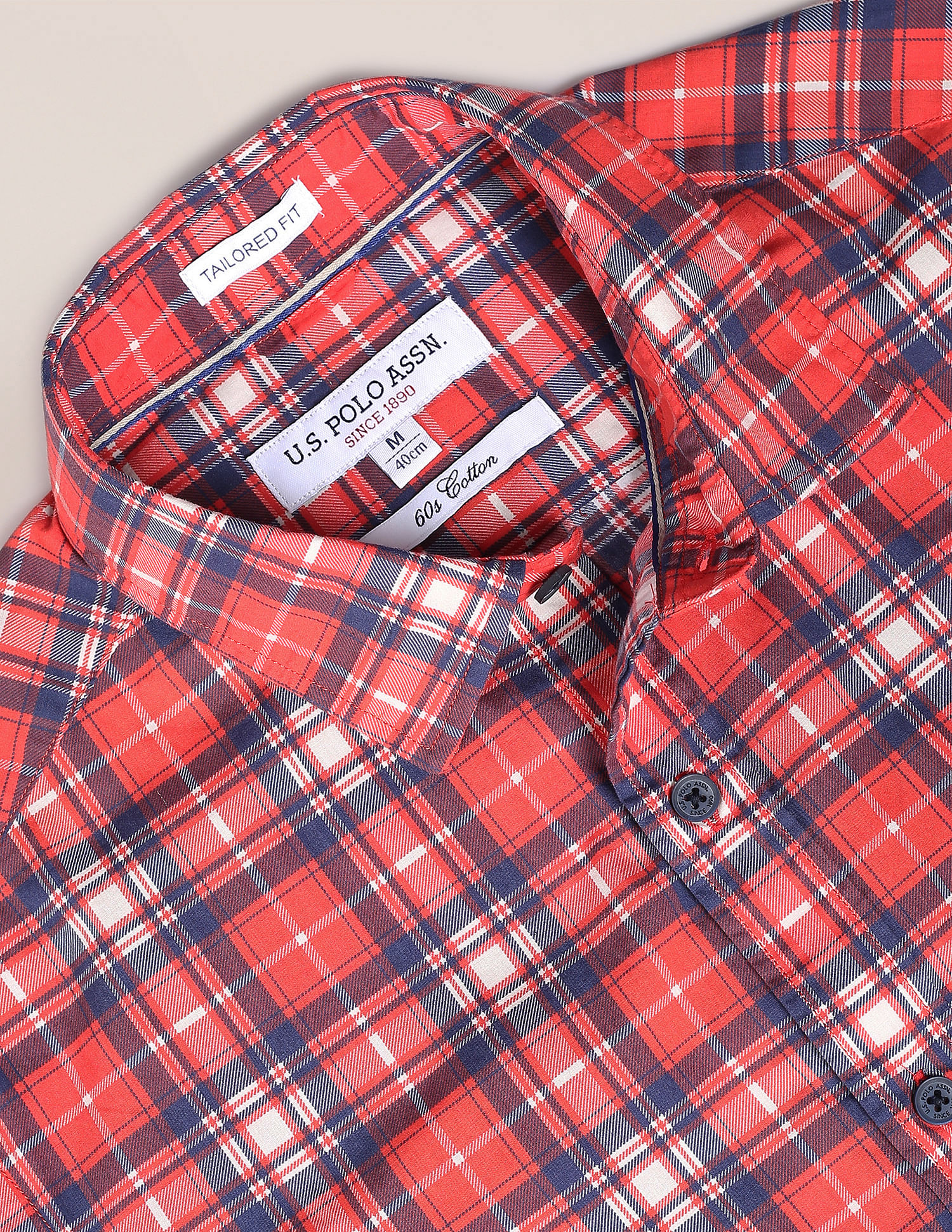U.S. Polo Assn. Spread Collar Cotton Check Casual Shirt