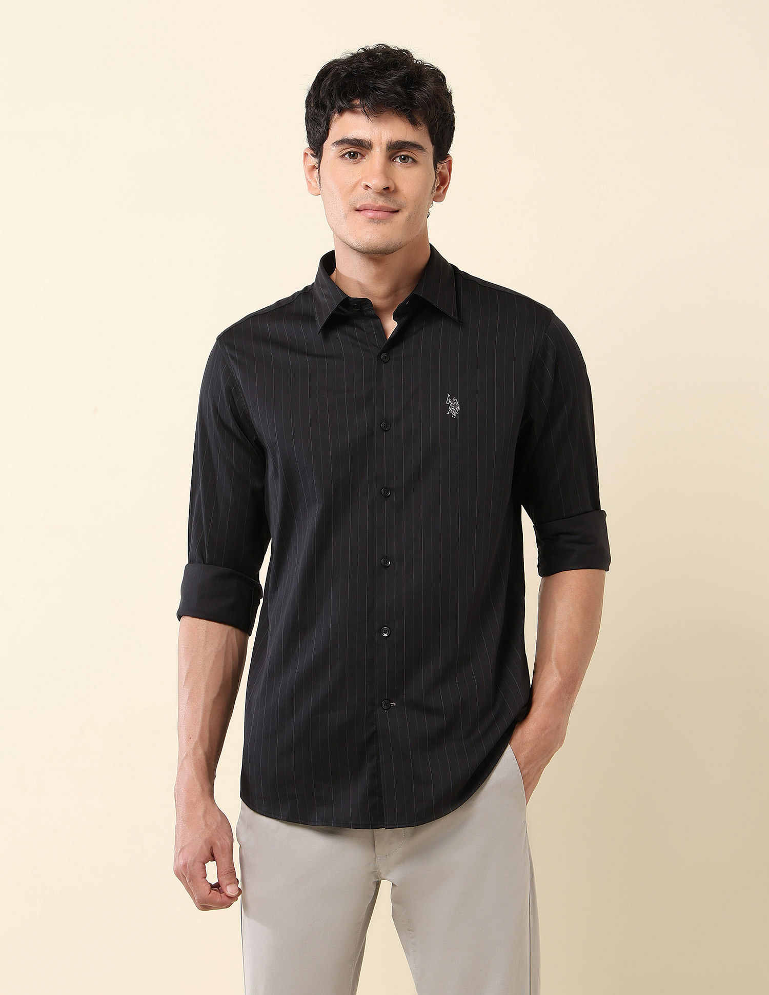 U.S. Polo Assn. Pinstriped Tailored Fit Shirt