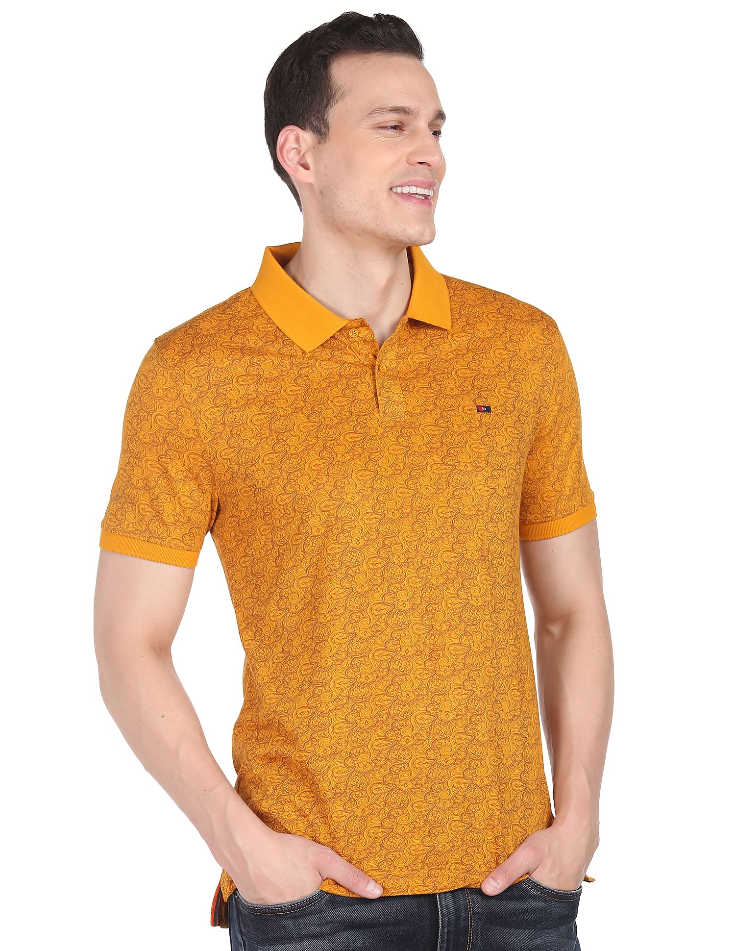 AD by Arvind Modern Abstract Print Polo Shirt