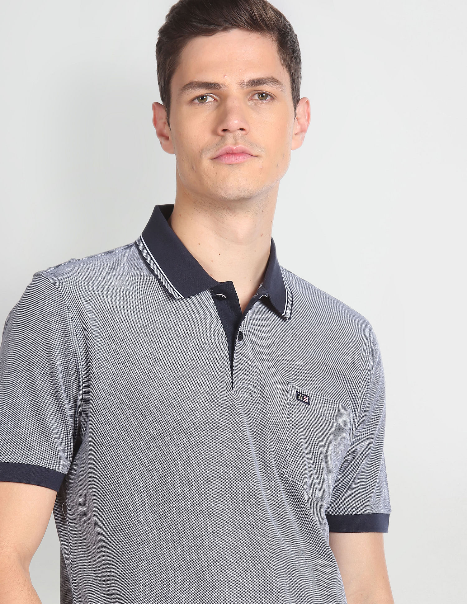 Arrow Sports Patterned Collar Cotton Polo Shirt
