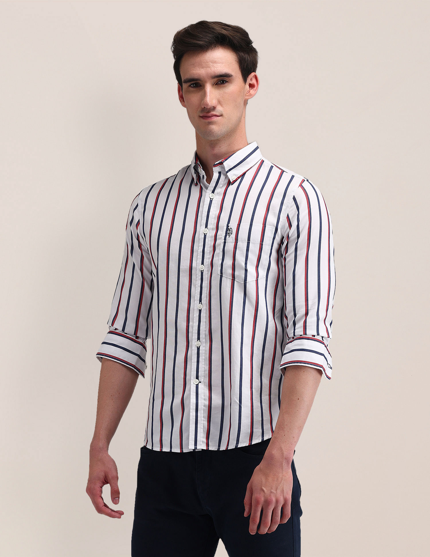 U.S. Polo Assn. Tailored Fit Cotton Striped Shirt