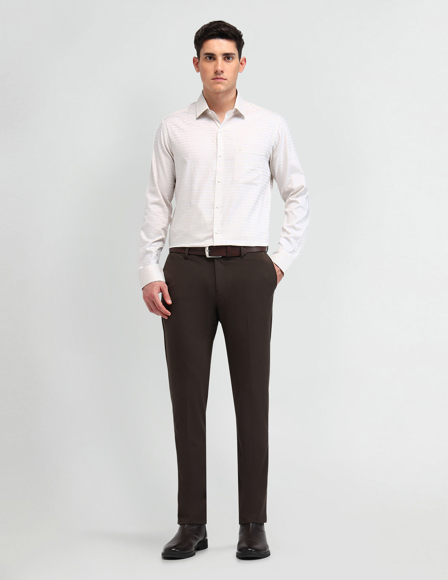 Arrow Italian Elegance Textured Slim Fit Shirt