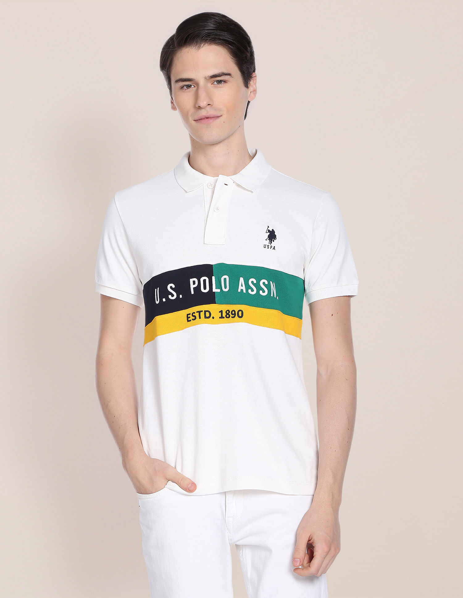 U.S. Polo Assn. Panelled Brand Embroidery Polo Shirt
