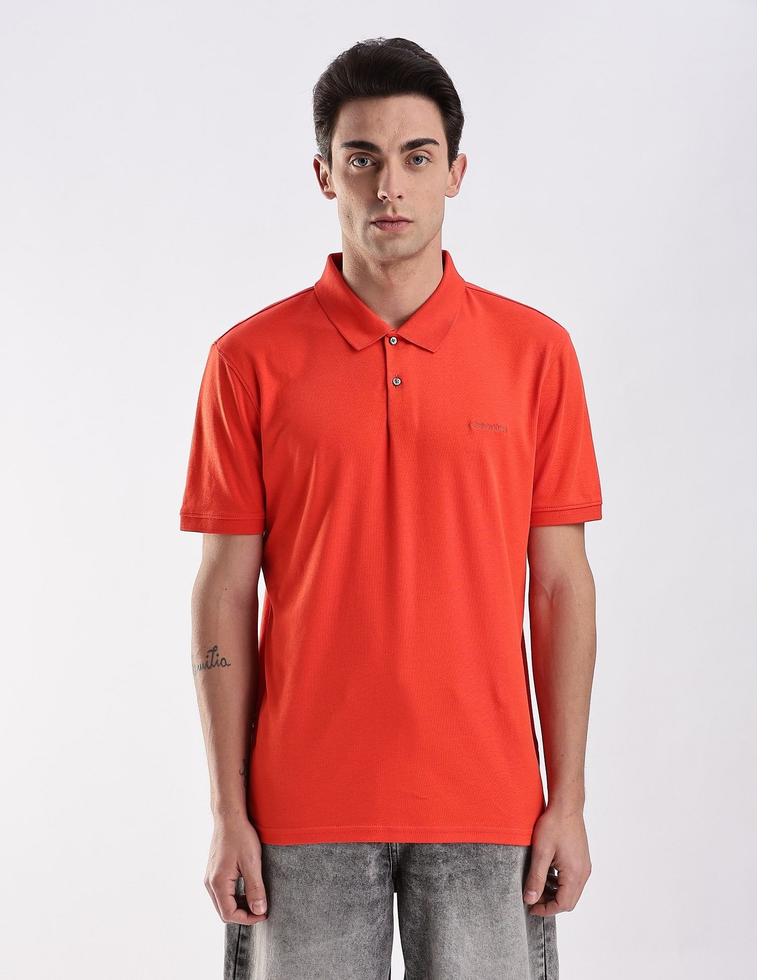 Calvin Klein Jeans Regular-Fit Solid Cotton Polo Shirt