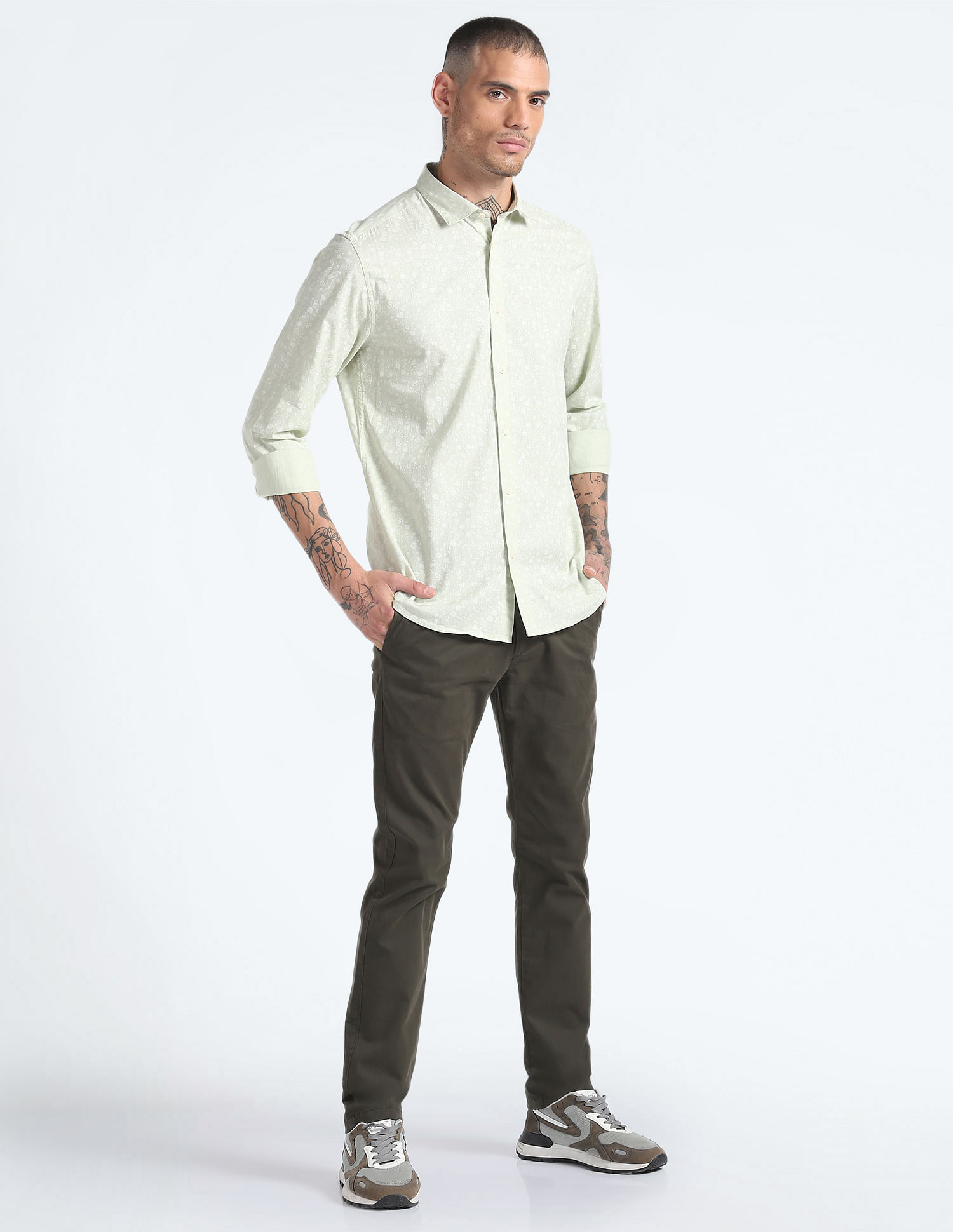 Flying Machine Graphic Print Cotton Shirt