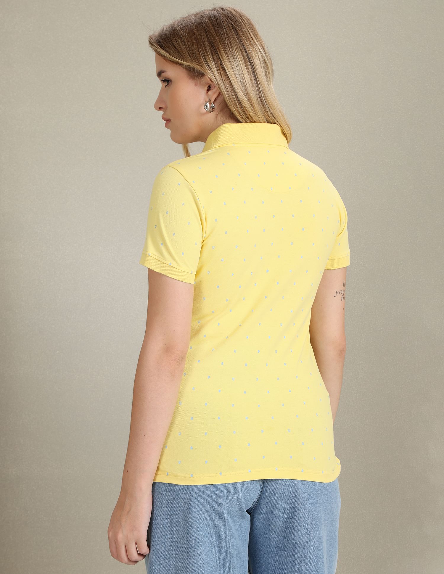 U.S. Polo Assn. Women Typographic Print Pique Polo Shirt