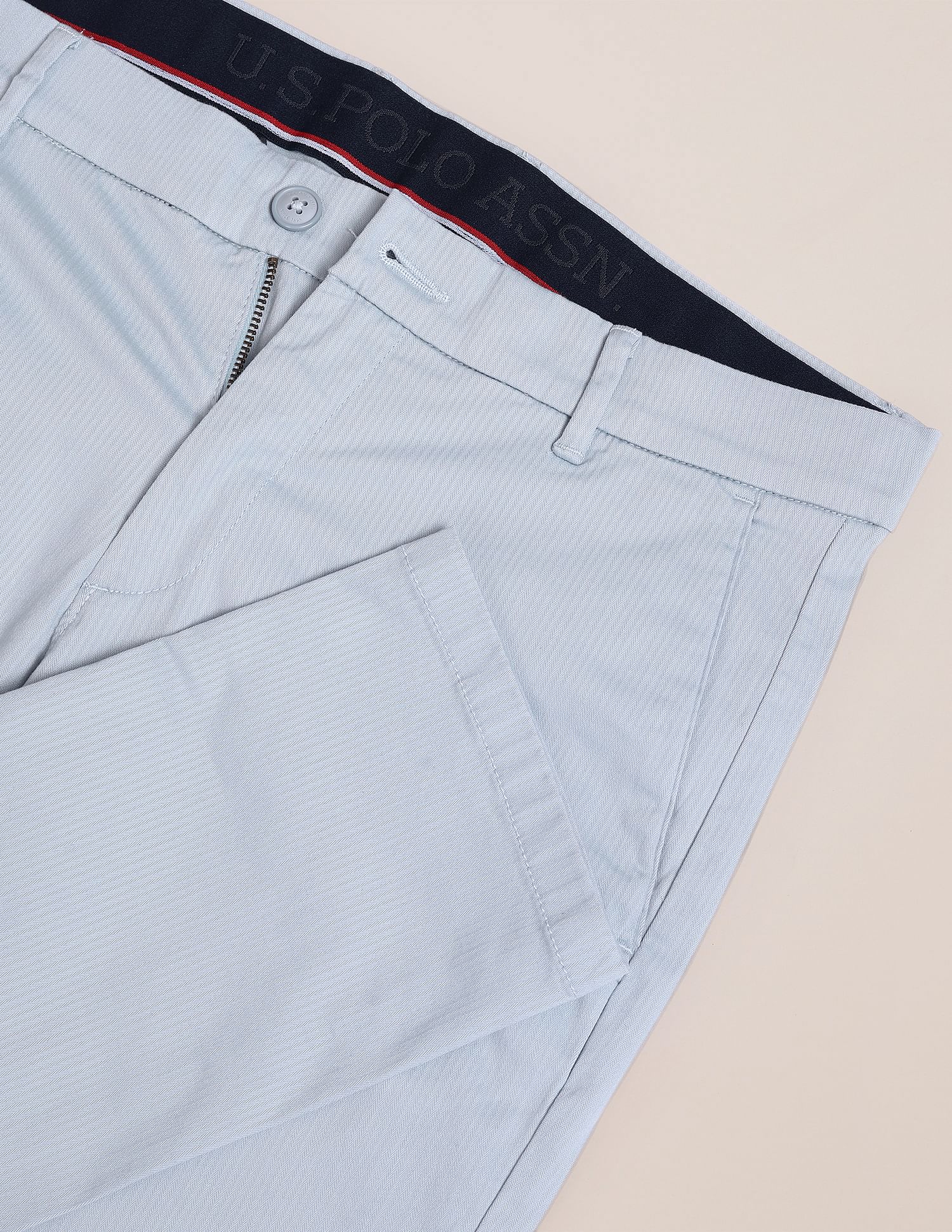 U.S. Polo Assn. Herringbone Textured Casual Trousers
