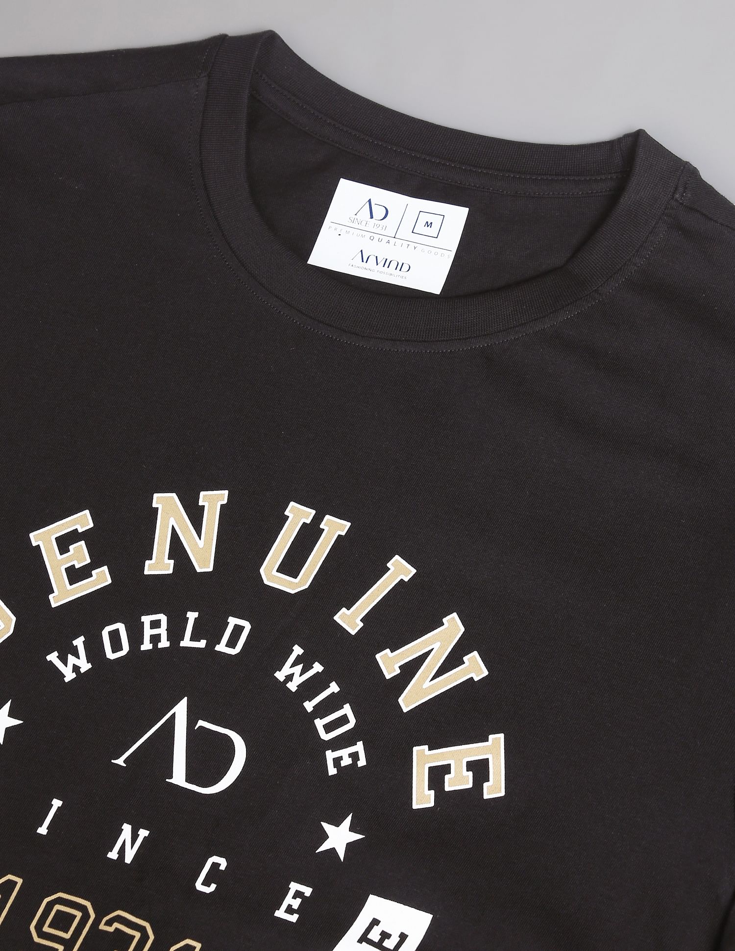 AD by Arvind Crew Neck Graphic Print T-Shirt